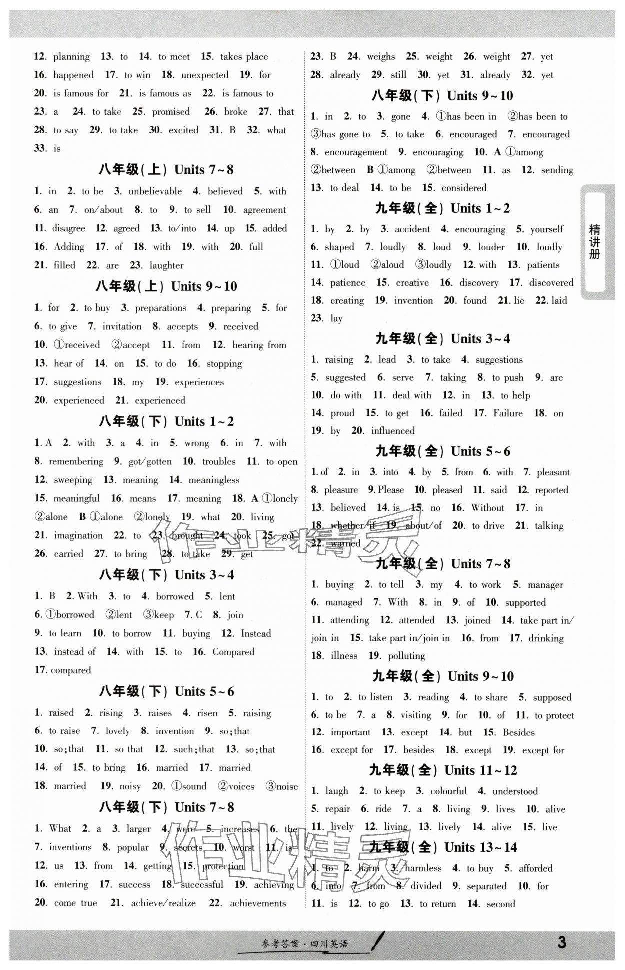 2025年一战成名新中考英语四川专版 参考答案第2页