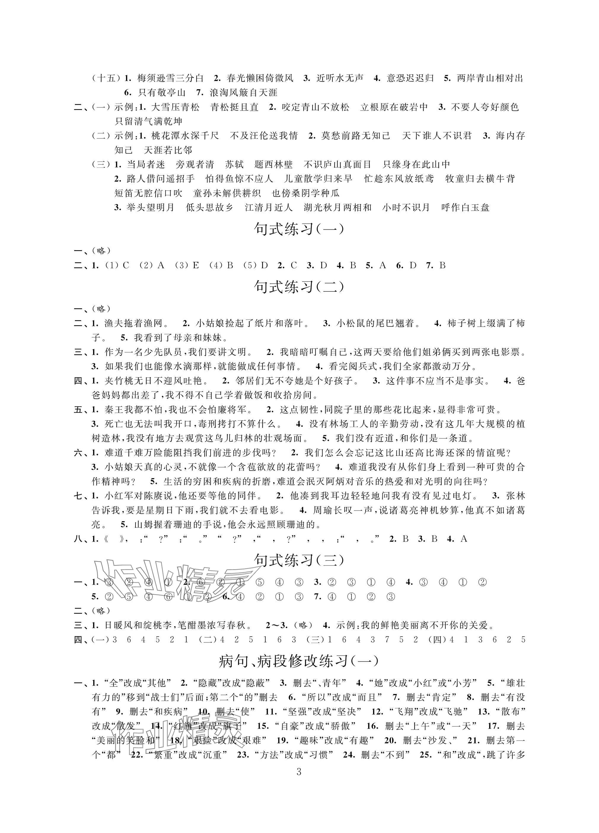 2025年新課標(biāo)新課程新學(xué)案小學(xué)總復(fù)習(xí)語文 參考答案第3頁