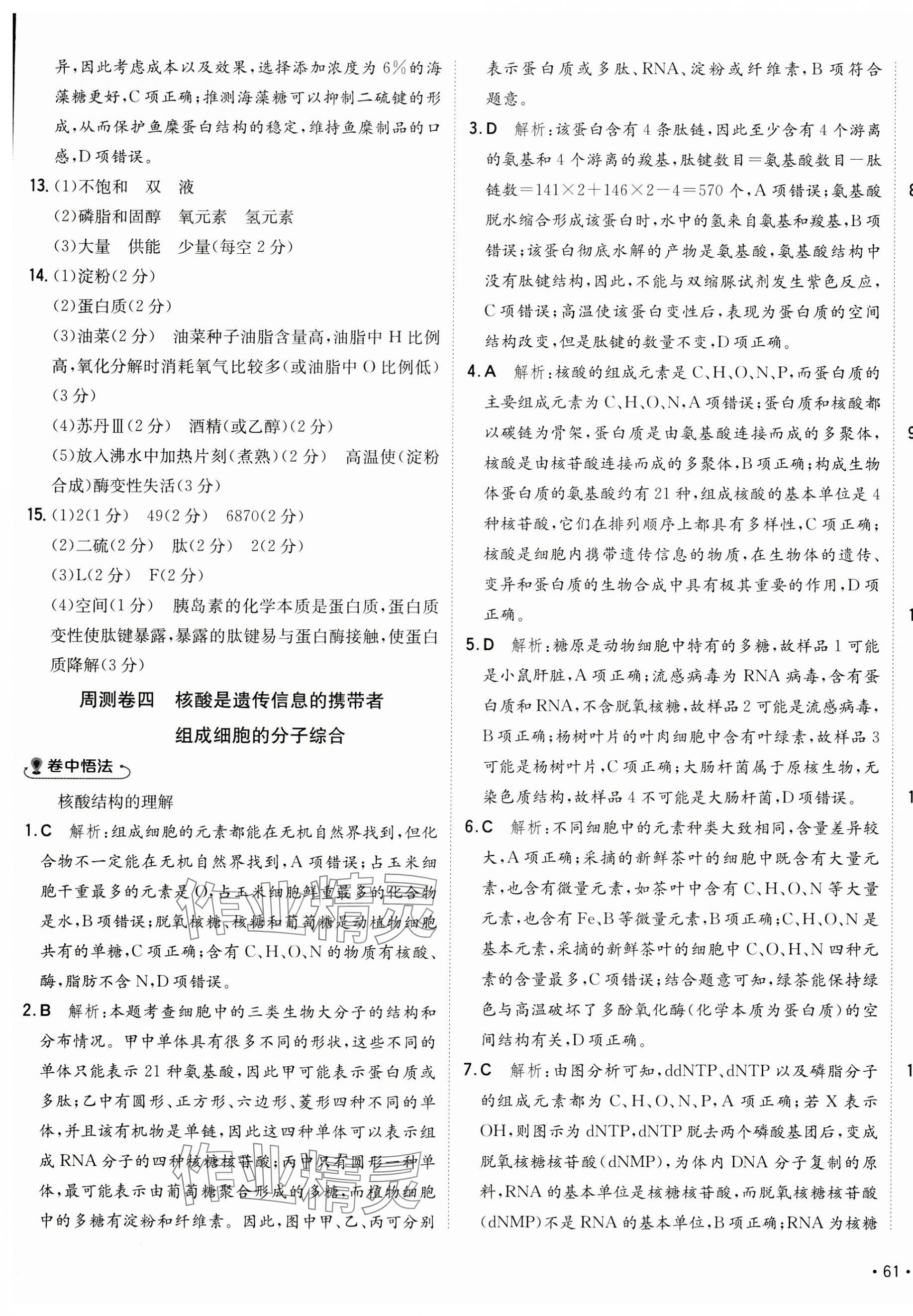 2024年卷霸高中同步測試卷高中生物必修1人教版 第5頁