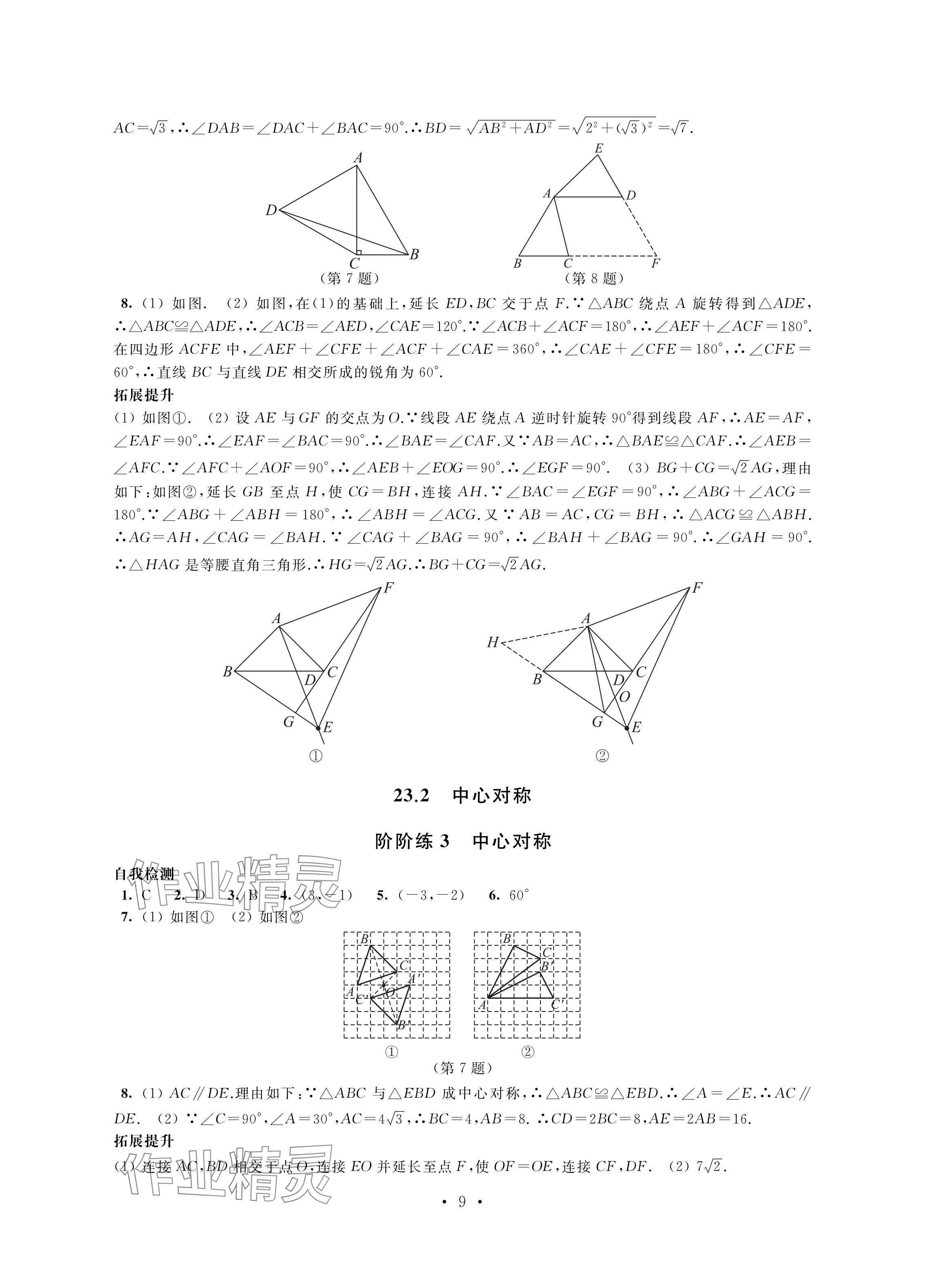 2024年自我提升與評(píng)價(jià)九年級(jí)數(shù)學(xué)上冊(cè)人教版 參考答案第9頁