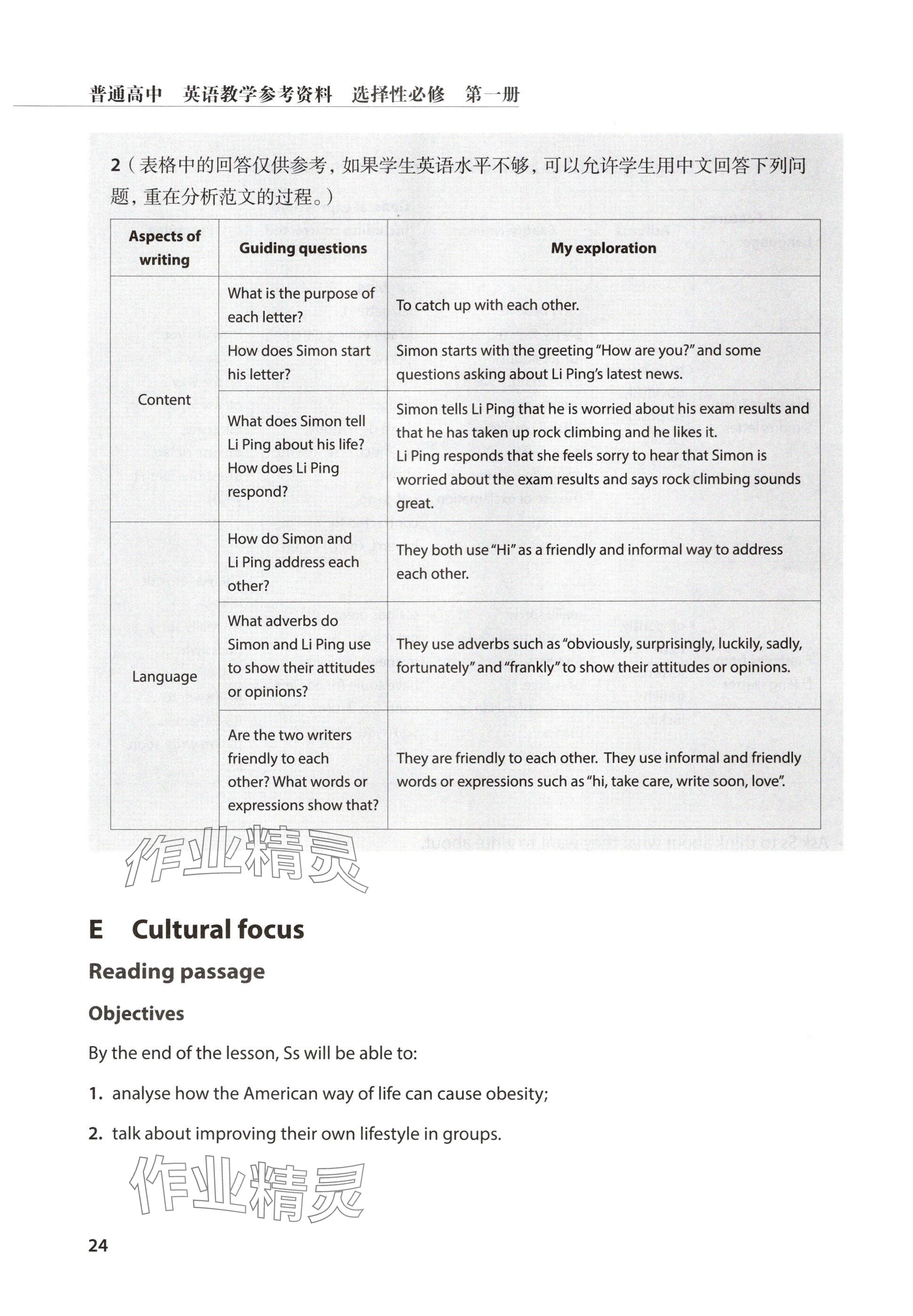 2024年教材課本高中英語選擇性必修第一冊(cè)滬教版 參考答案第24頁