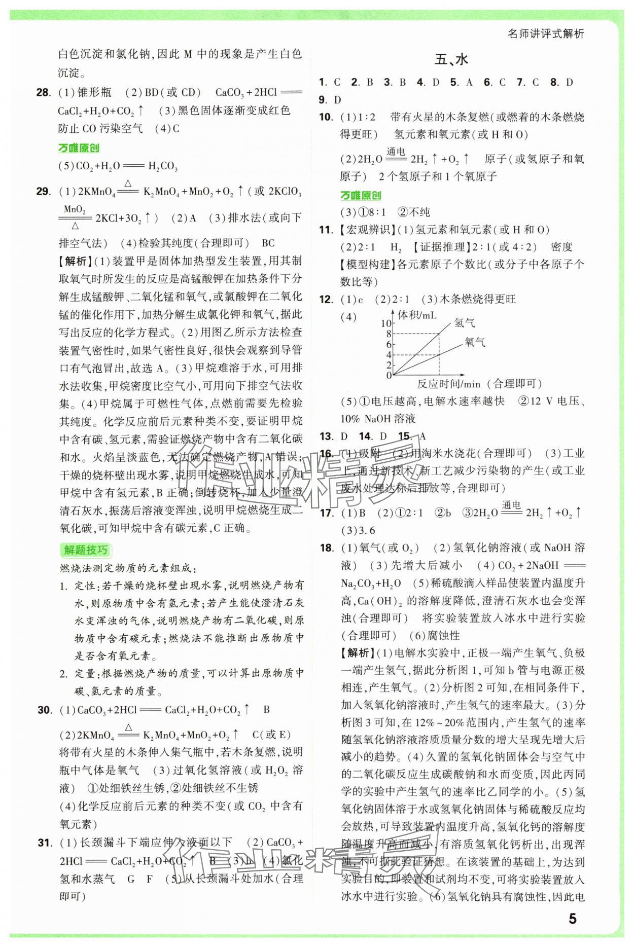 2025年萬唯中考真題分類中考化學(xué) 參考答案第5頁