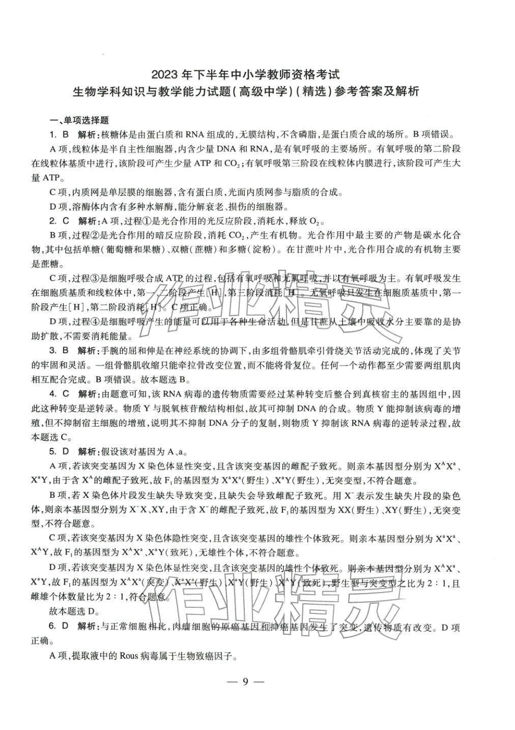 2025年学科知识与教学能力历年真题及标准预测试卷高中生物上册通用版&nbsp;第10页