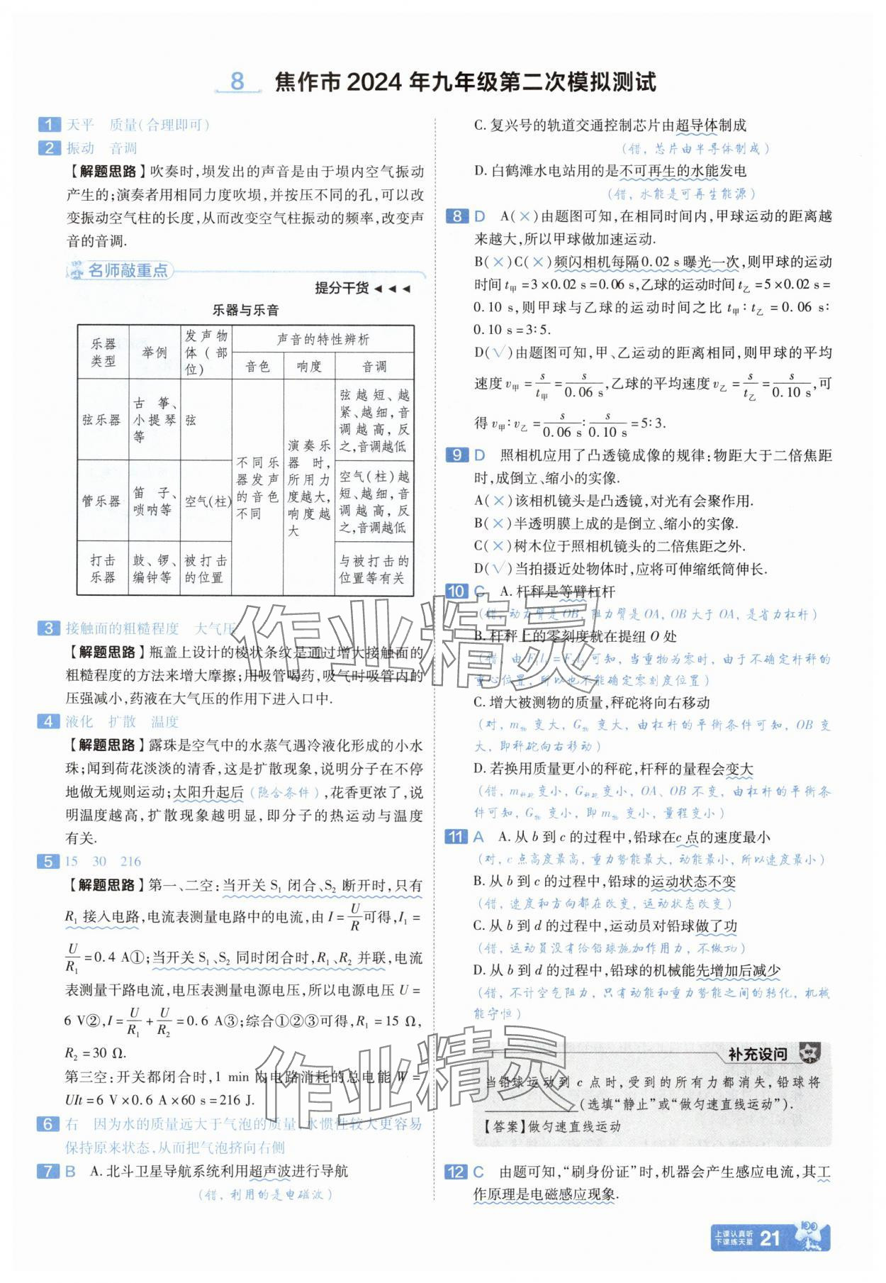 2025年金考卷中考45套匯編物理河南專版紫色封面 參考答案第20頁(yè)