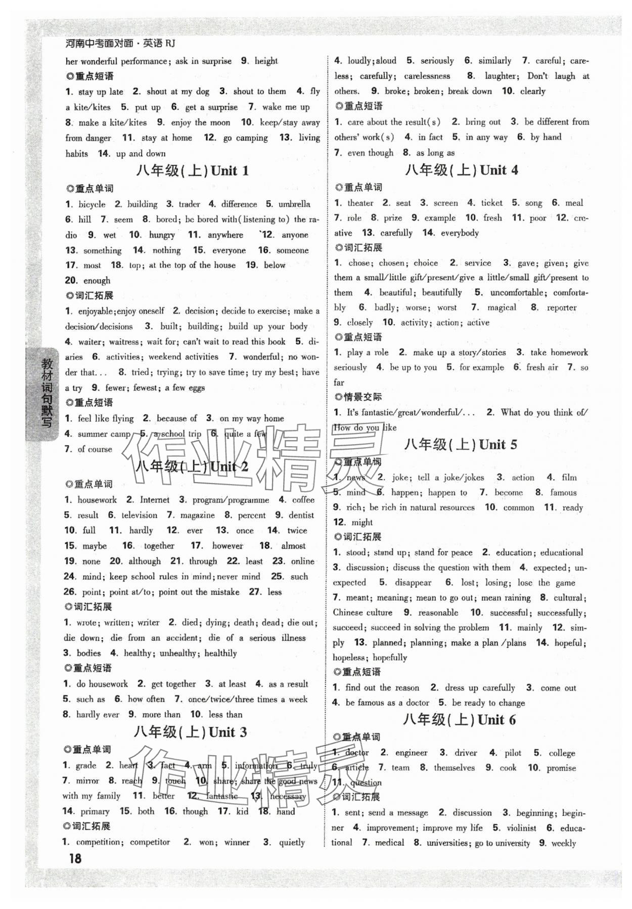 2024年中考面對(duì)面英語人教版河南專版 參考答案第17頁