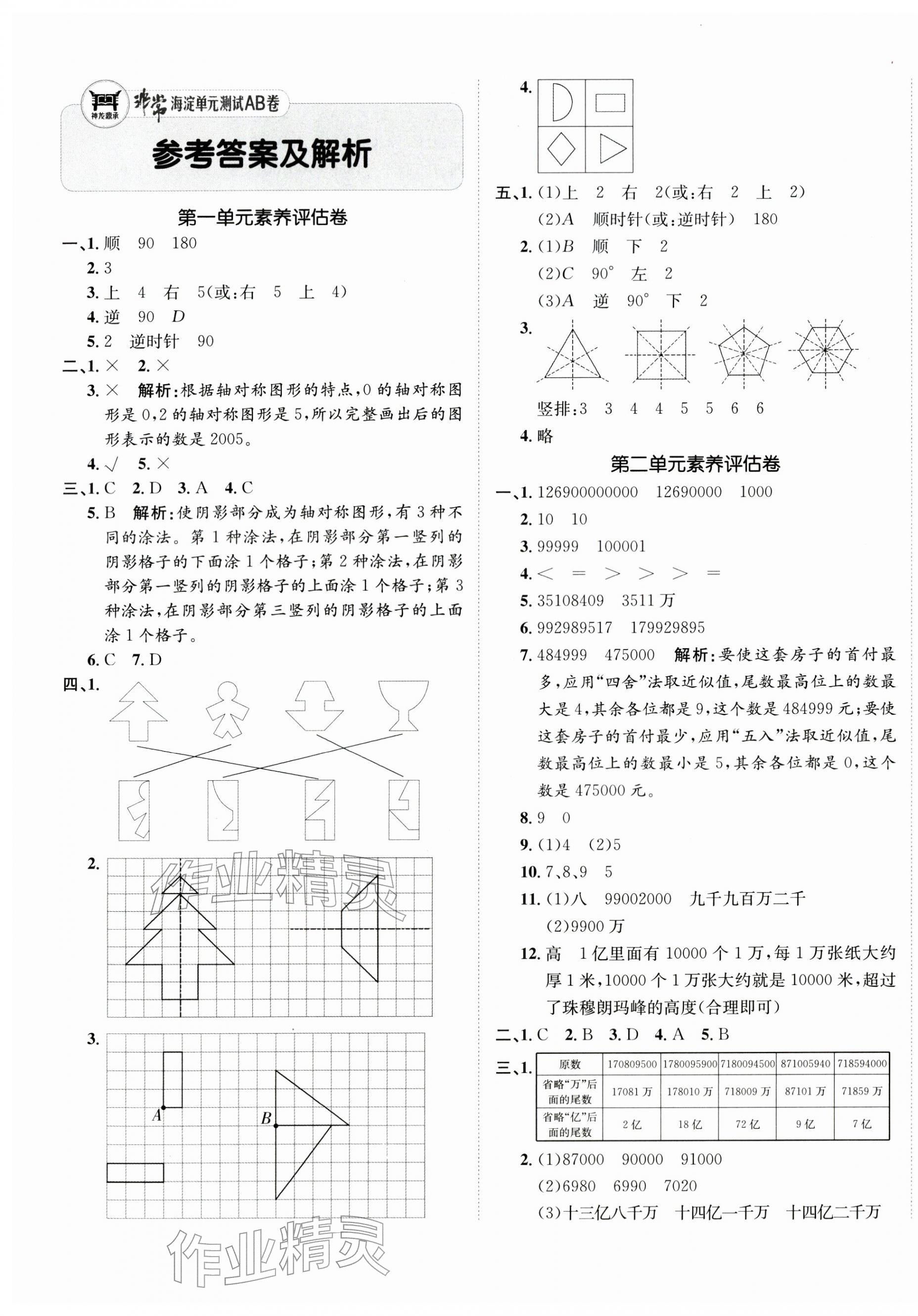 2026年海淀单元测试AB卷四年级数学下册苏教版&nbsp;第1页