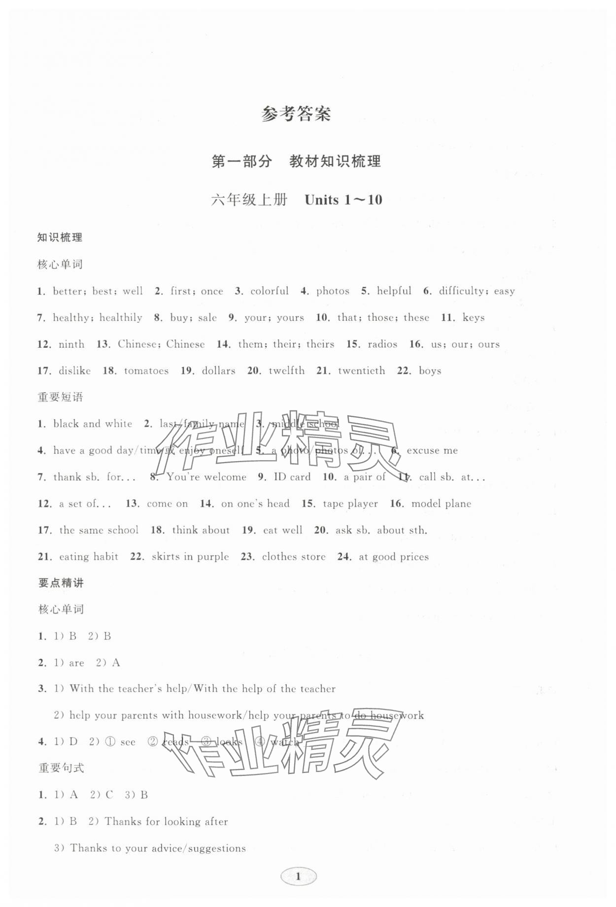 2024年初中總復(fù)習(xí)手冊(cè)山東教育出版社英語(yǔ) 參考答案第1頁(yè)