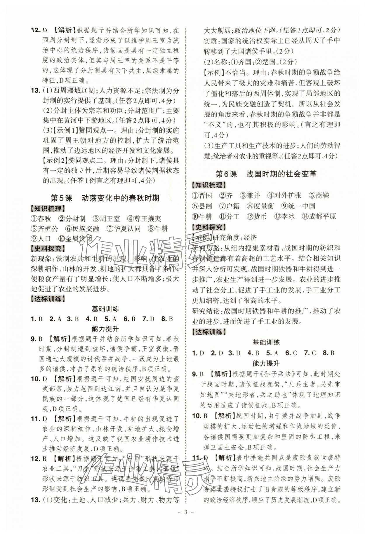 2025年同步冲刺七年级历史上册人教版&nbsp;第3页