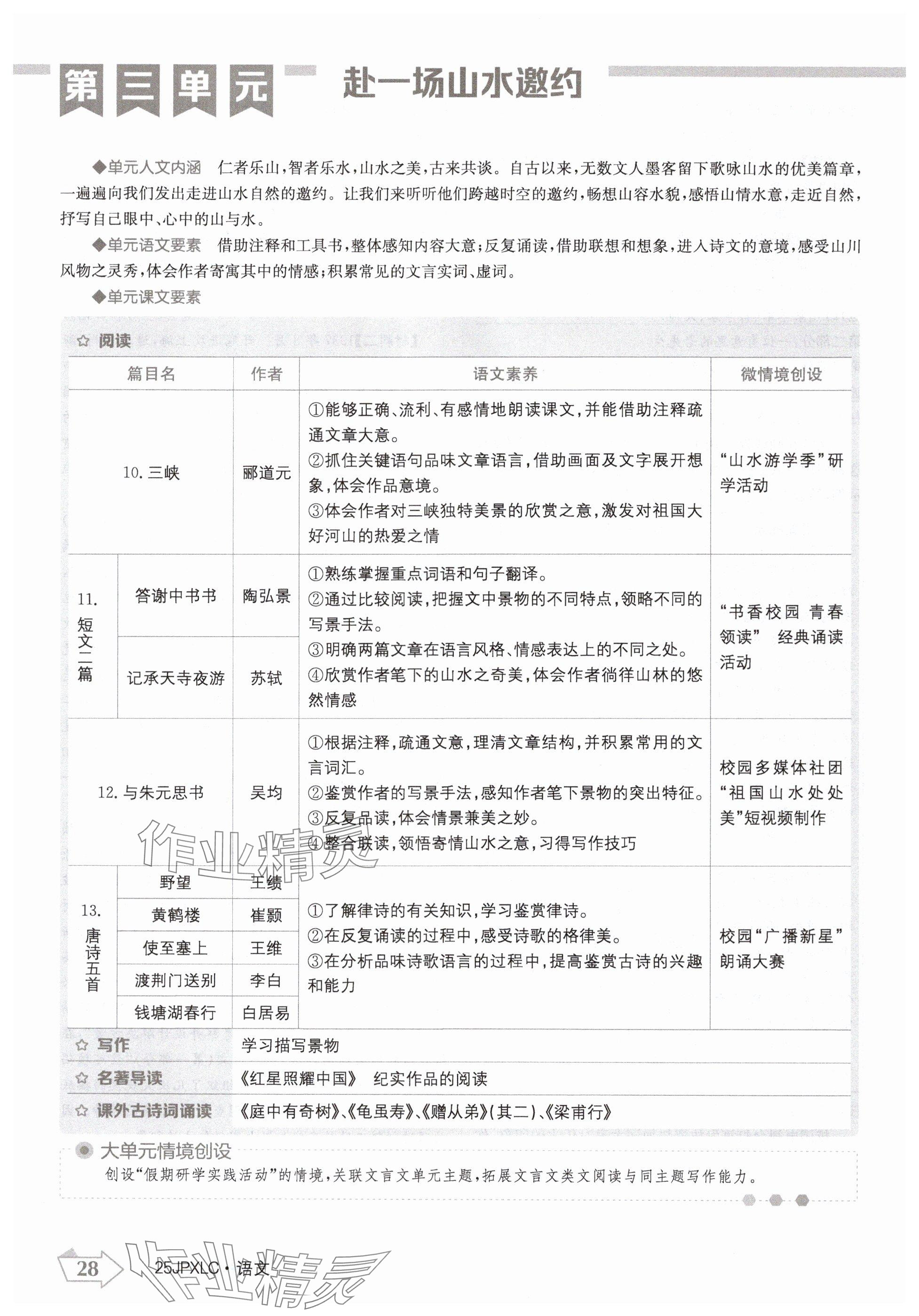 2024年金牌學(xué)練測(cè)八年級(jí)語(yǔ)文上冊(cè)人教版 參考答案第28頁(yè)