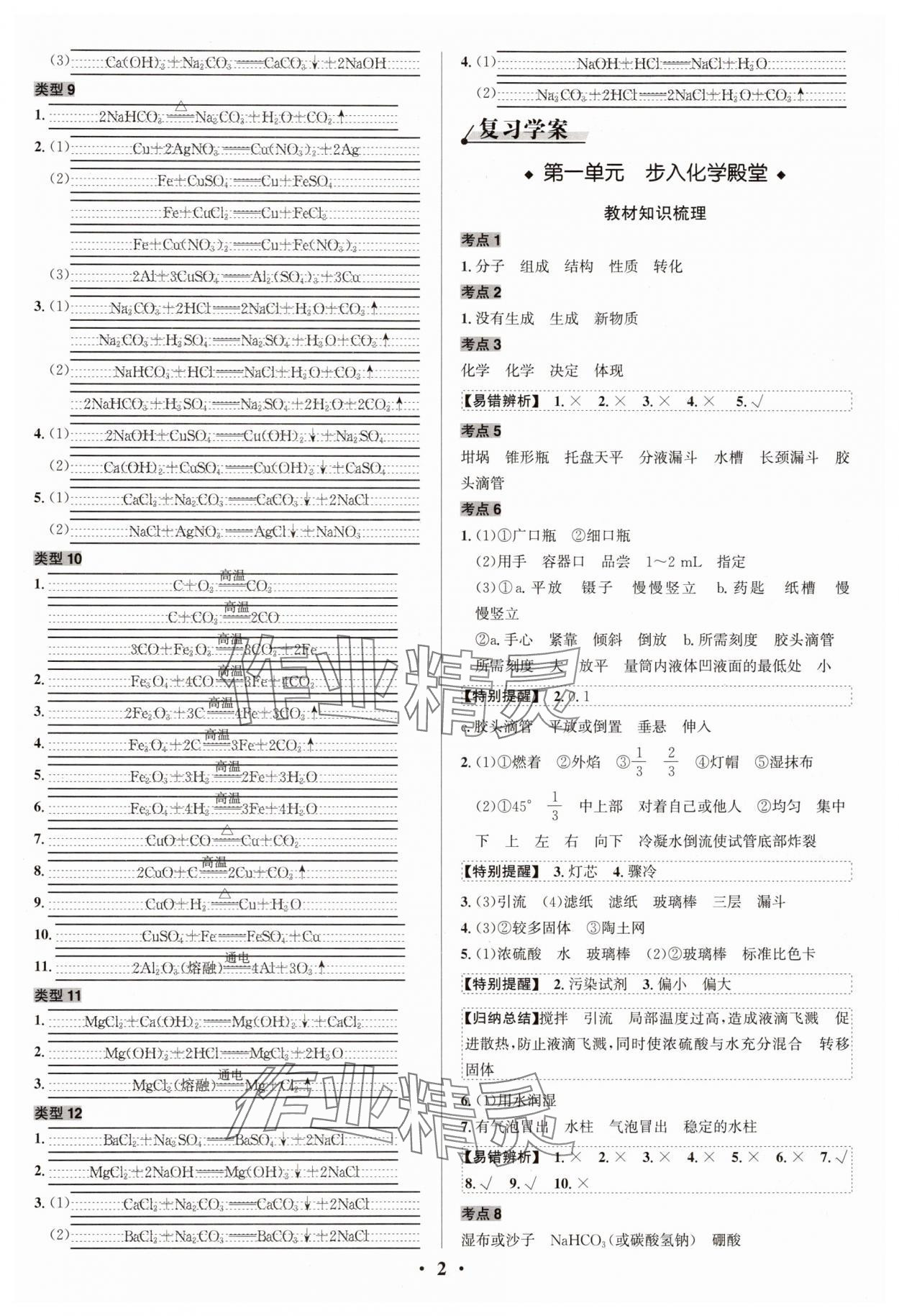 2025年中考對策化學魯教版 參考答案第2頁