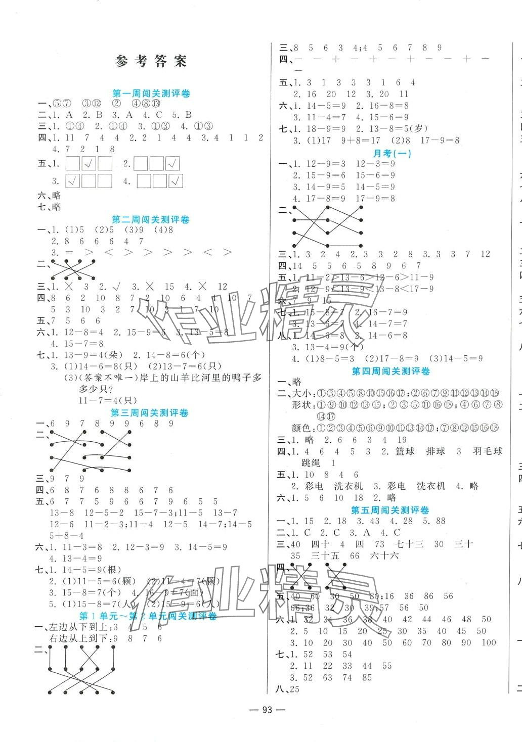 2024年品優(yōu)練考卷一年級數(shù)學(xué)下冊人教版 第1頁