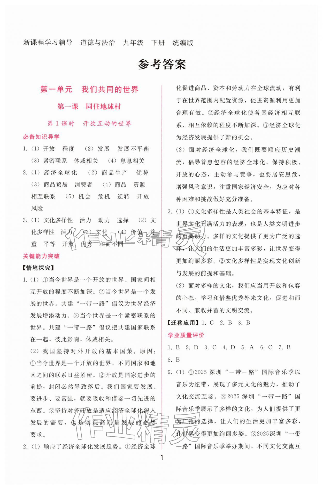 2026年新課程學(xué)習(xí)輔導(dǎo)九年級(jí)道德與法治下冊(cè)人教版&nbsp;第1頁