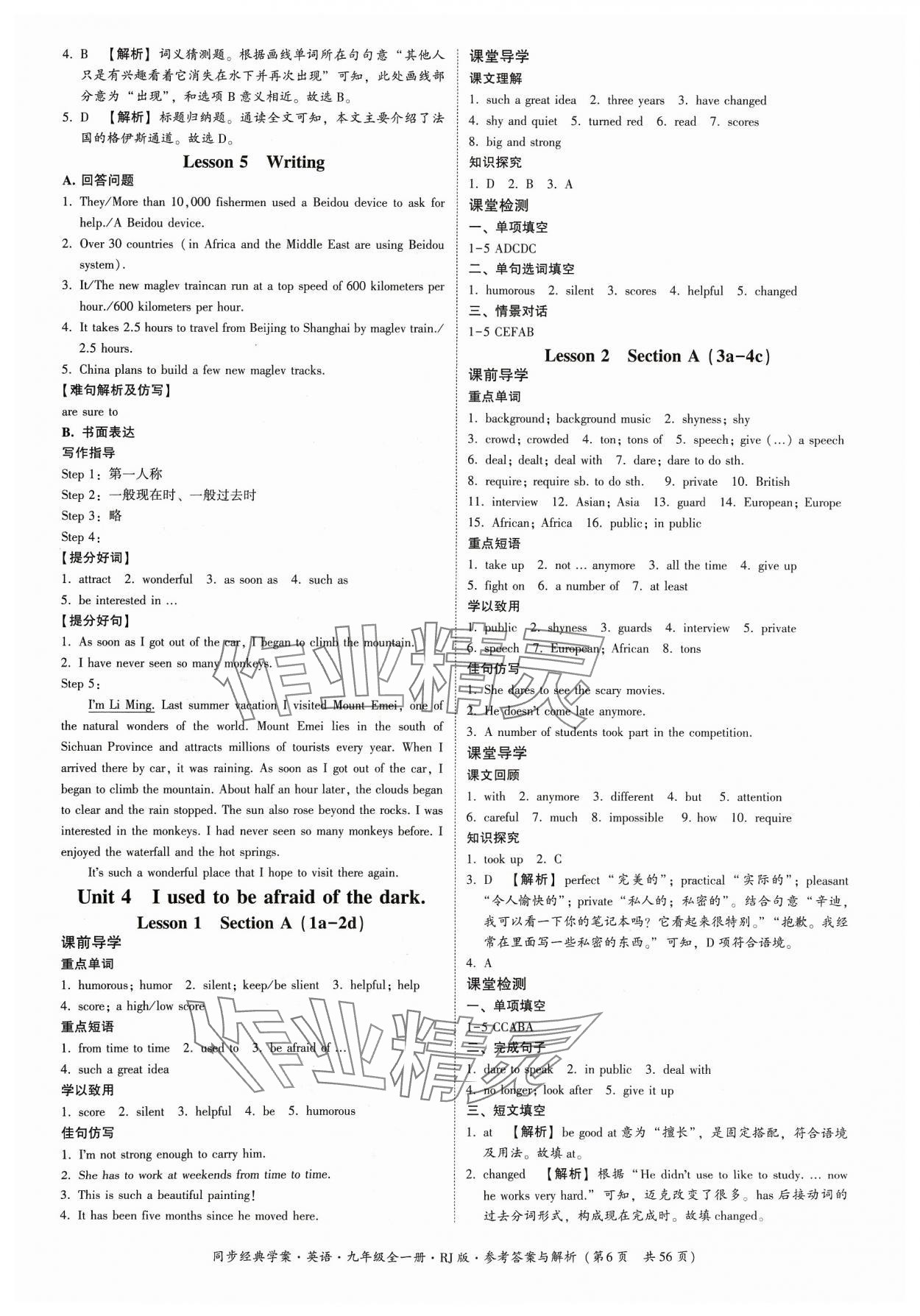 2023年同步經(jīng)典學(xué)案九年級英語全一冊人教版 第6頁