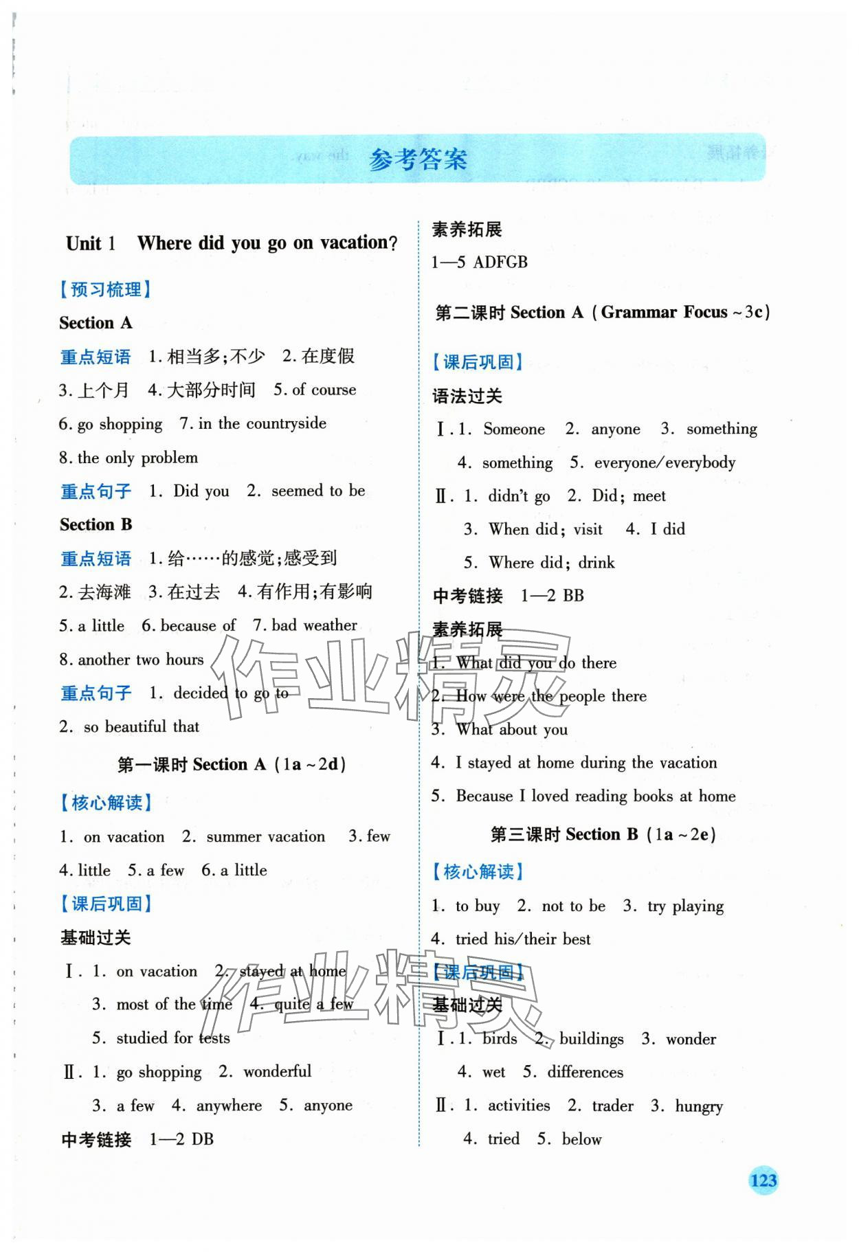 2023年績優(yōu)學案八年級英語上冊人教版 第1頁