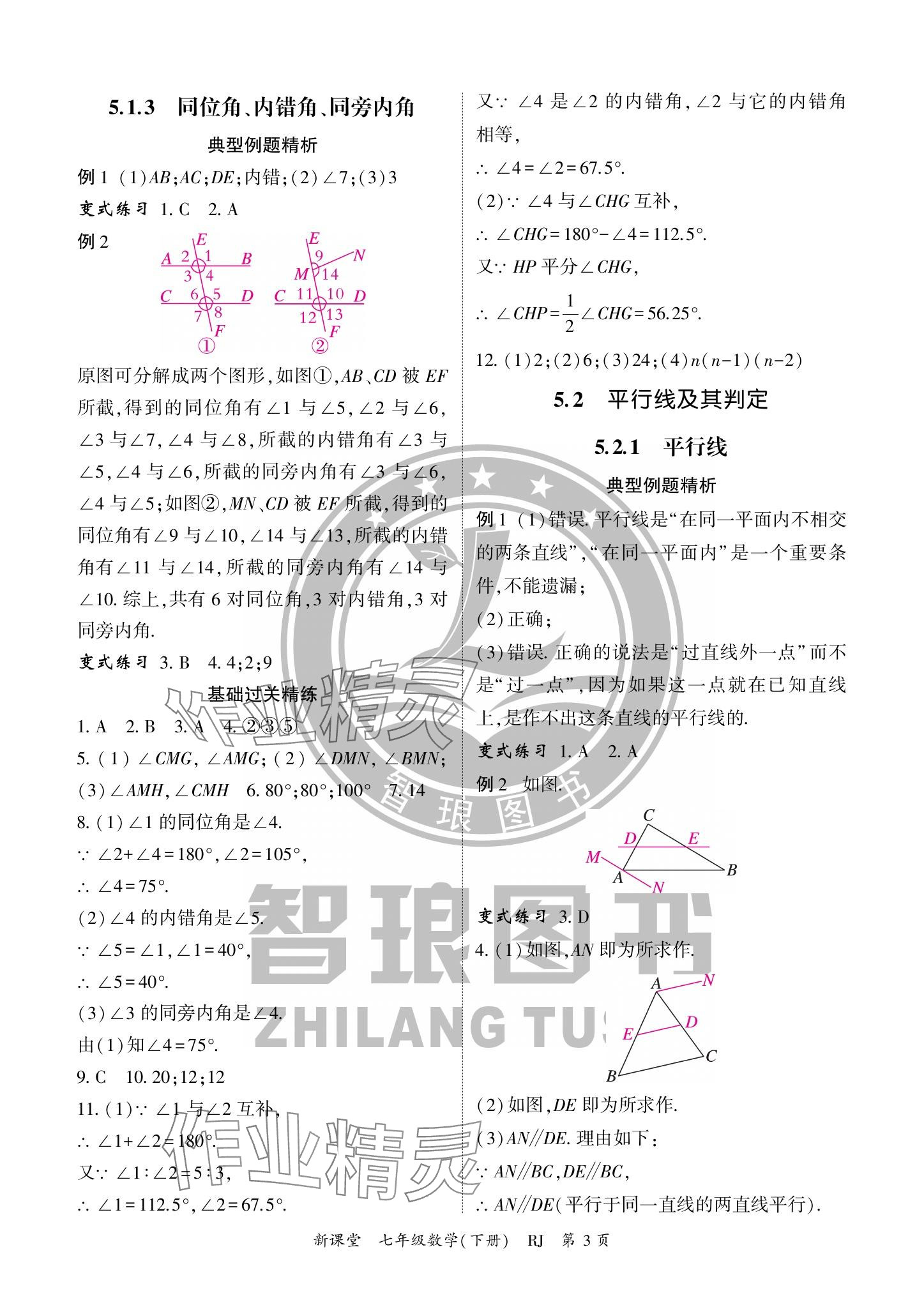 2024年啟航新課堂七年級數(shù)學(xué)下冊人教版 參考答案第3頁