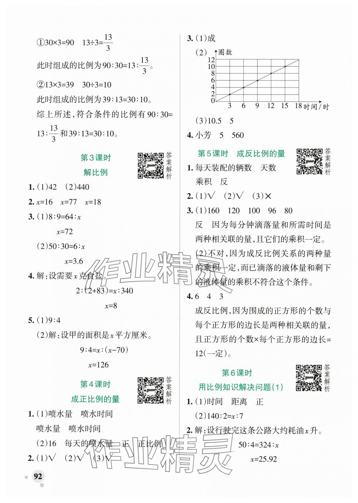 2025年小学学霸作业本六年级数学下册青岛版山东专版 参考答案第8页