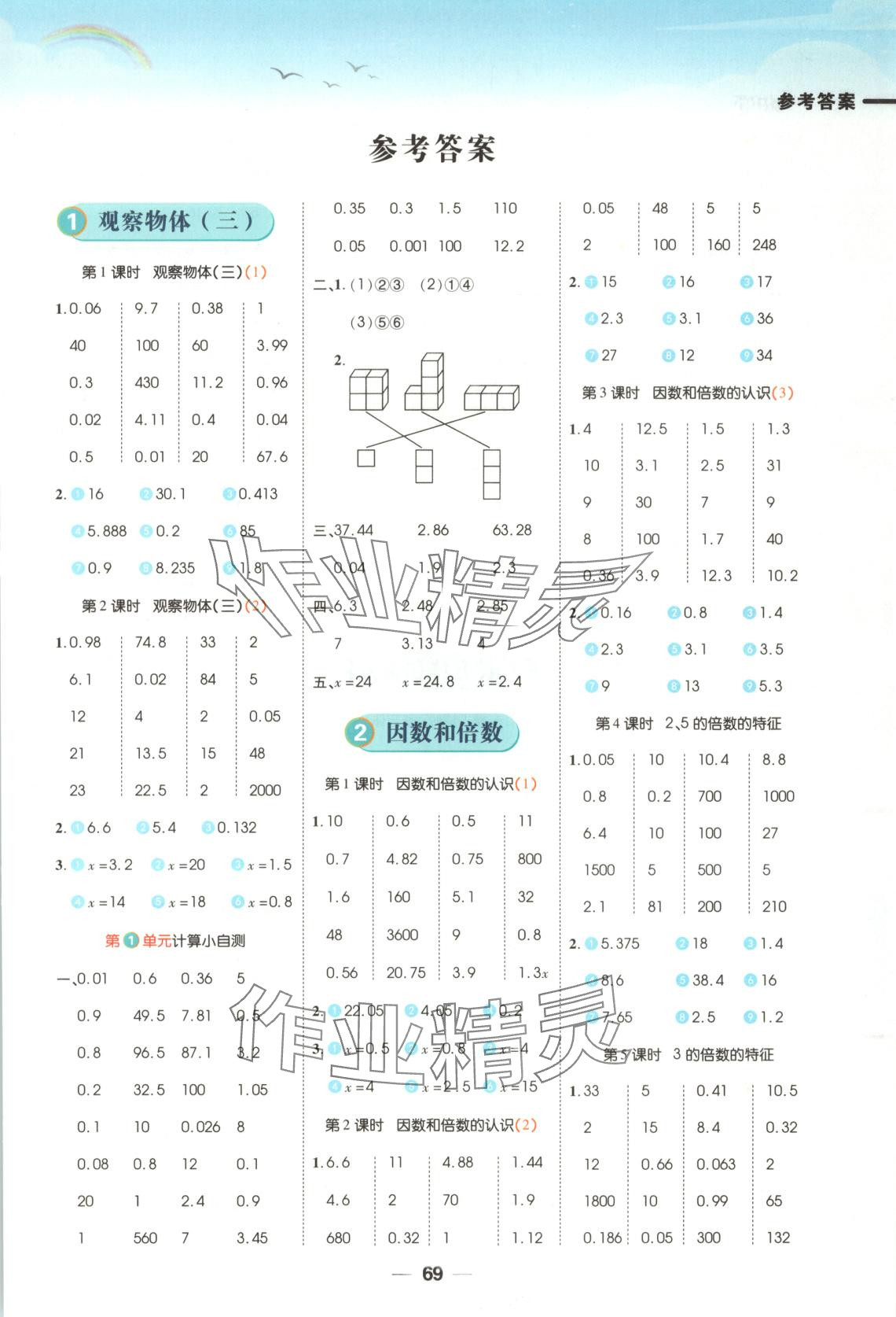 2025年跳跳熊預習日日清五年級數學下冊人教版 第1頁