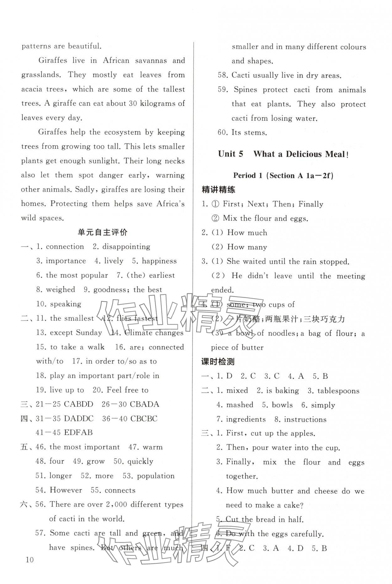 2025年新課程助學叢書英語八年級上冊人教版 參考答案第10頁