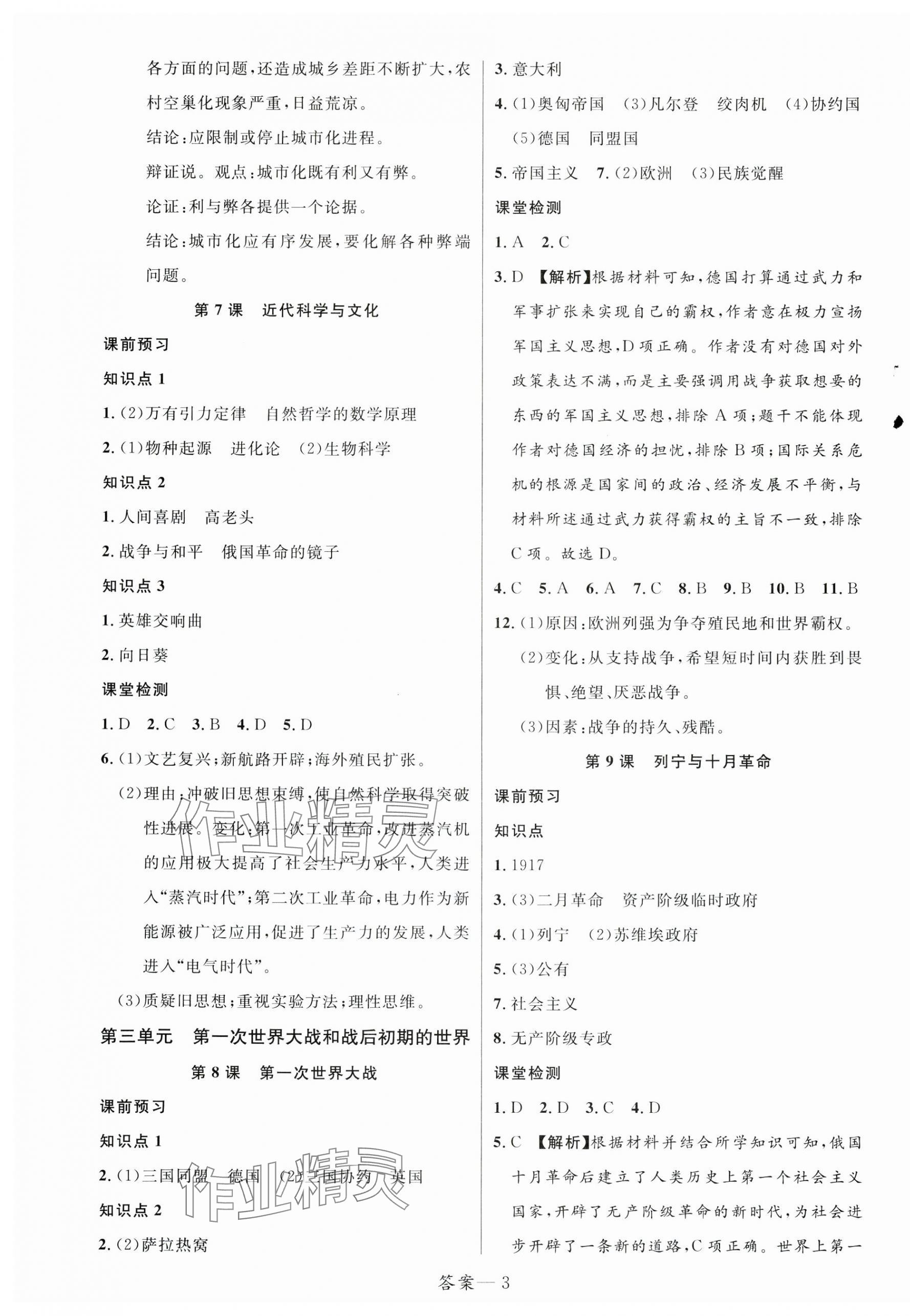 2025年一线调研学业测评九年级历史下册人教版 第3页