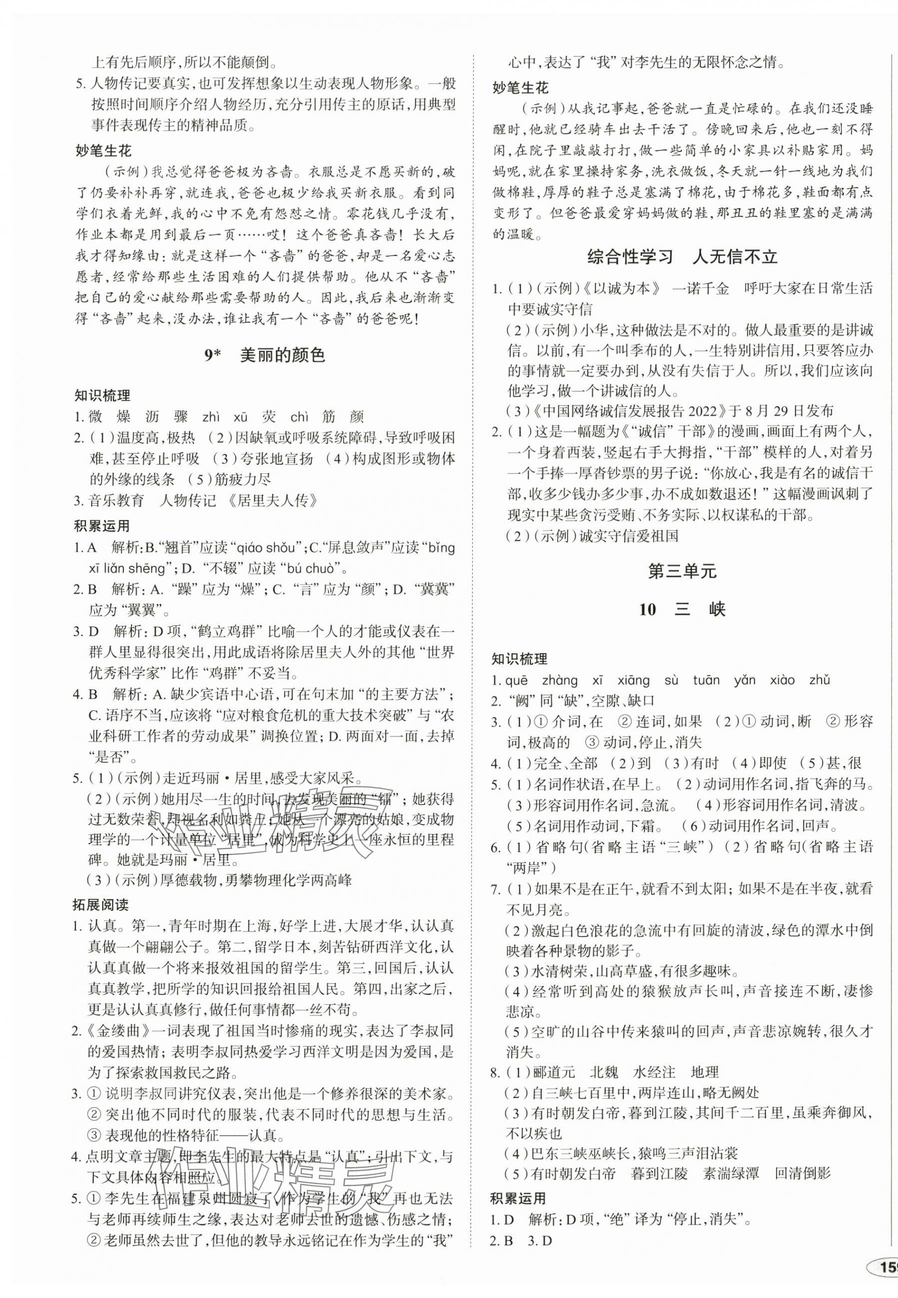 2024年中考檔案初中同步學案導學八年級語文上冊人教版青島專版 第5頁