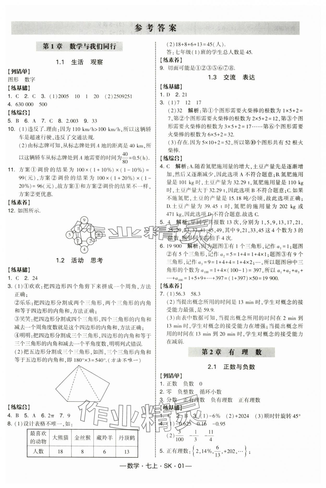 2025年经纶学典课时作业七年级数学上册苏科版 第1页