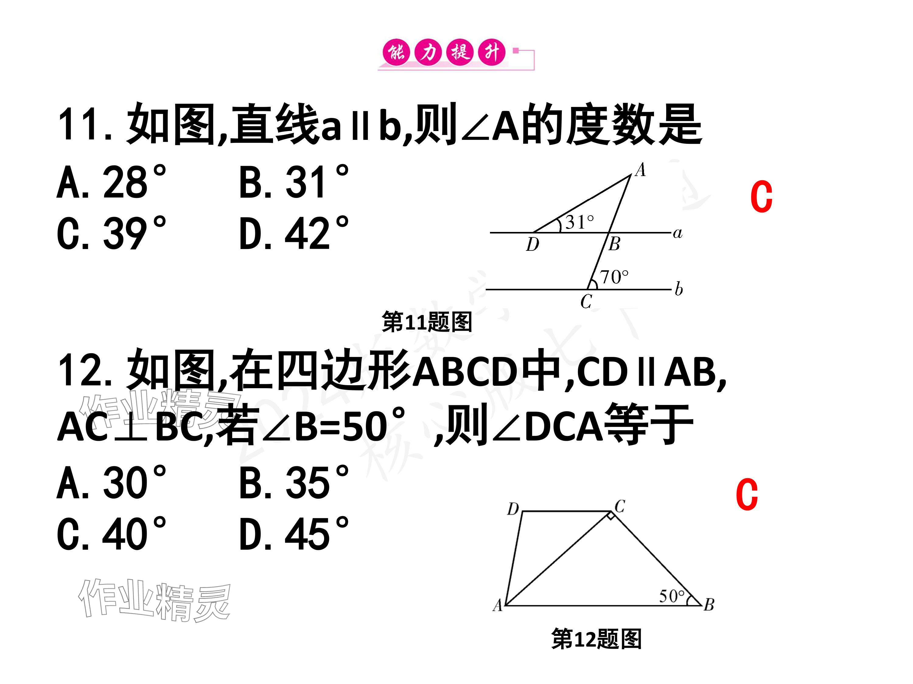 2024年一本通武汉出版社七年级数学下册北师大版 参考答案第9页