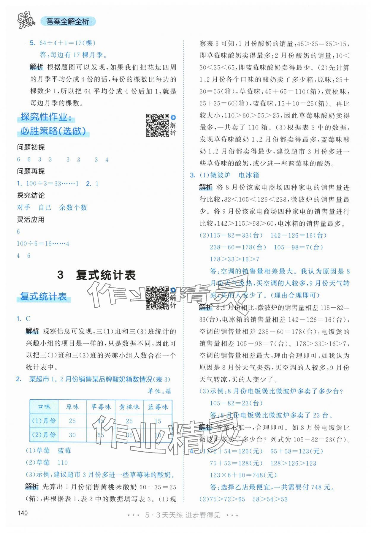 2024年53天天练三年级数学下册人教版 参考答案第16页