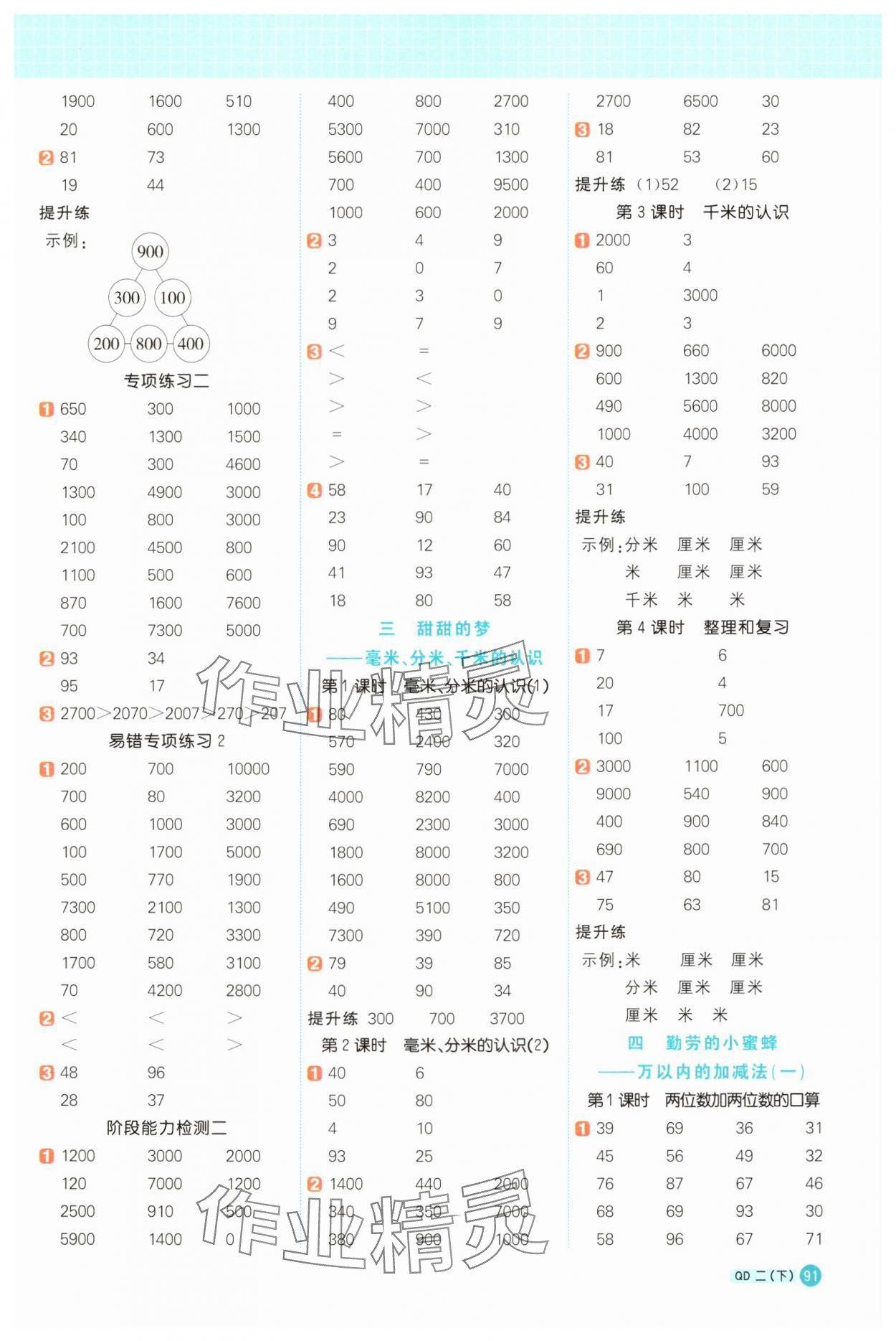 2025年阳光同学计算小达人二年级数学下册青岛版&nbsp;第3页