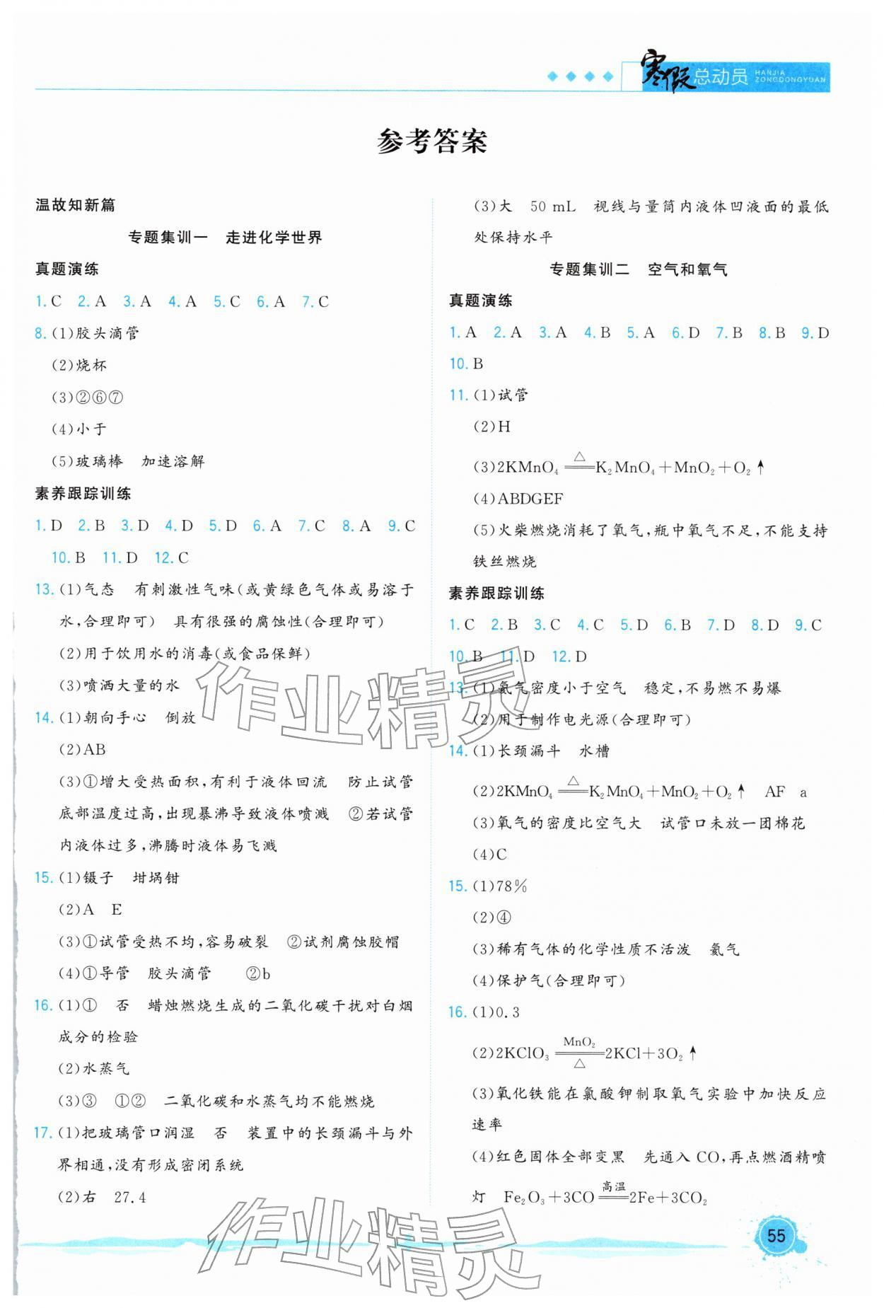 2026年寒假總動員合肥工業大學出版社九年級化學全一冊人教版&nbsp;第1頁