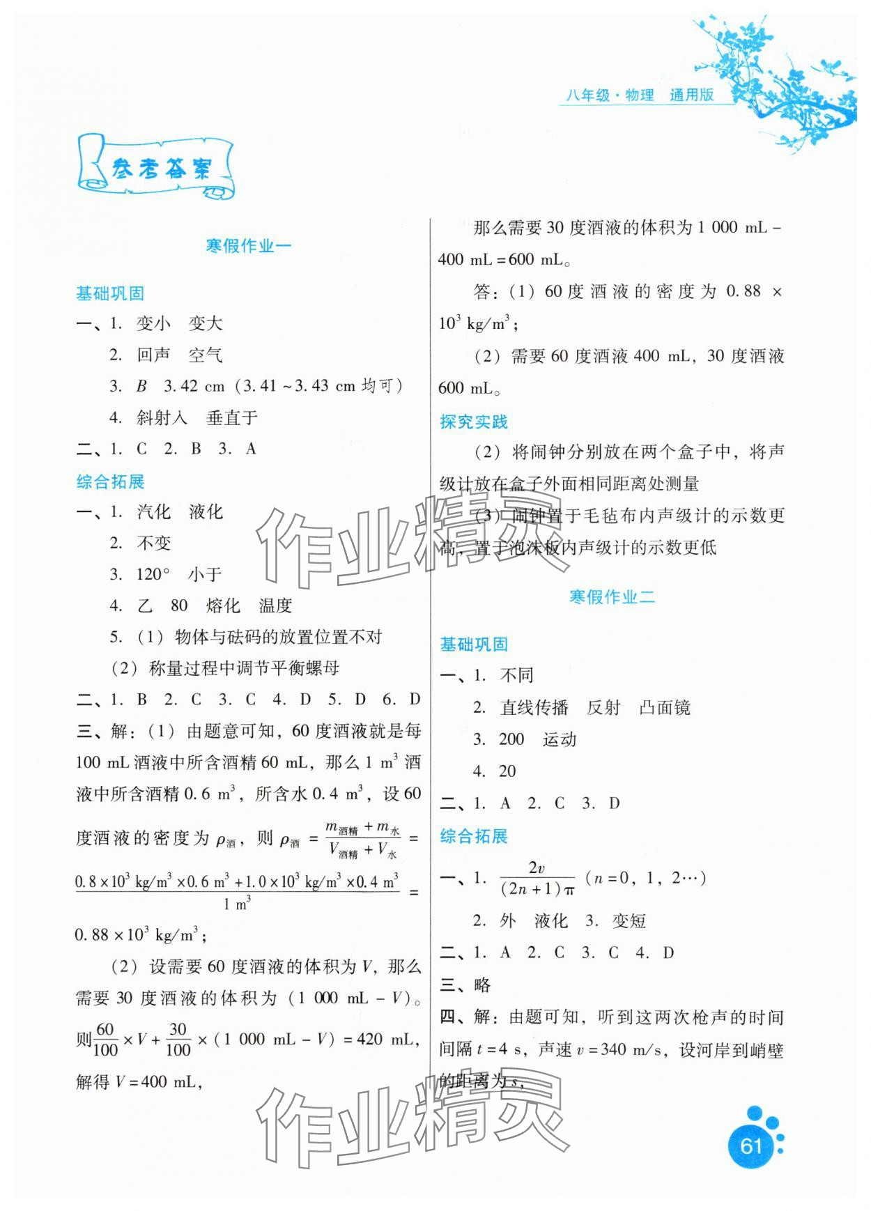 2025年寒假生活八年級物理河北少年兒童出版社 第1頁