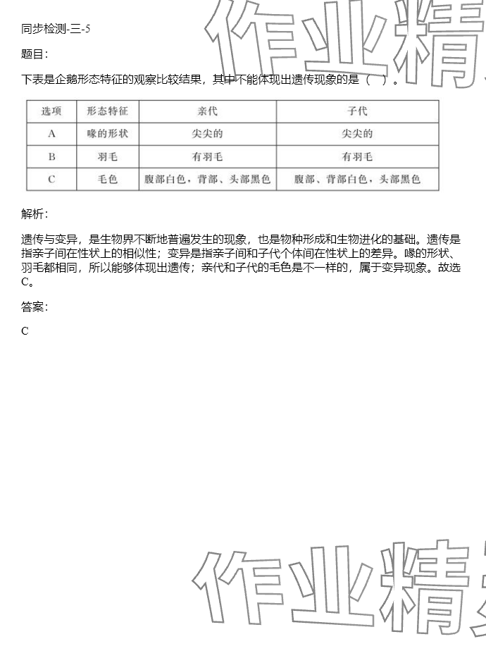 2024年同步實踐評價課程基礎(chǔ)訓練六年級科學下冊湘科版 參考答案第29頁