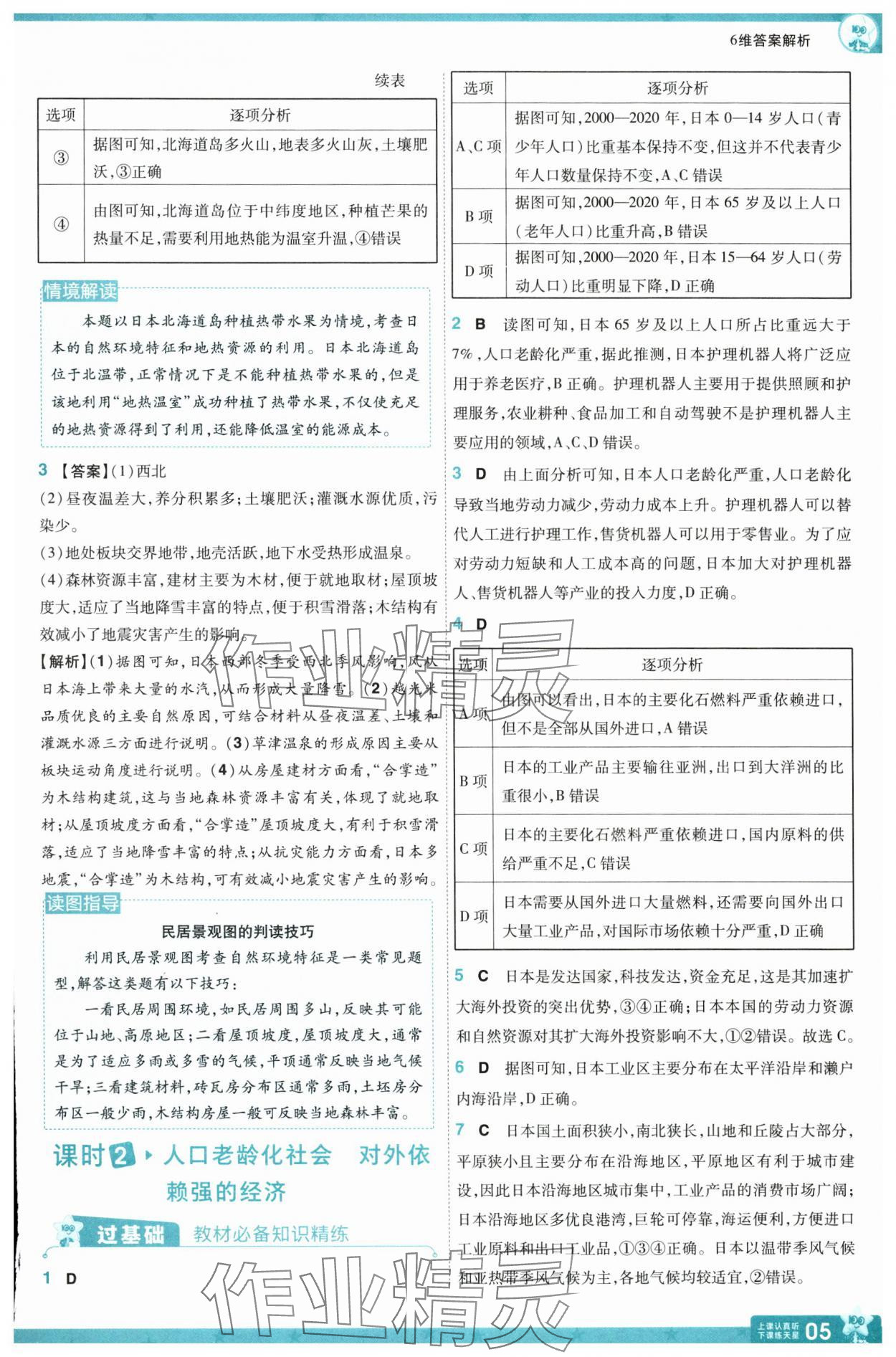 2025年一遍過七年級地理下冊人教版 參考答案第5頁