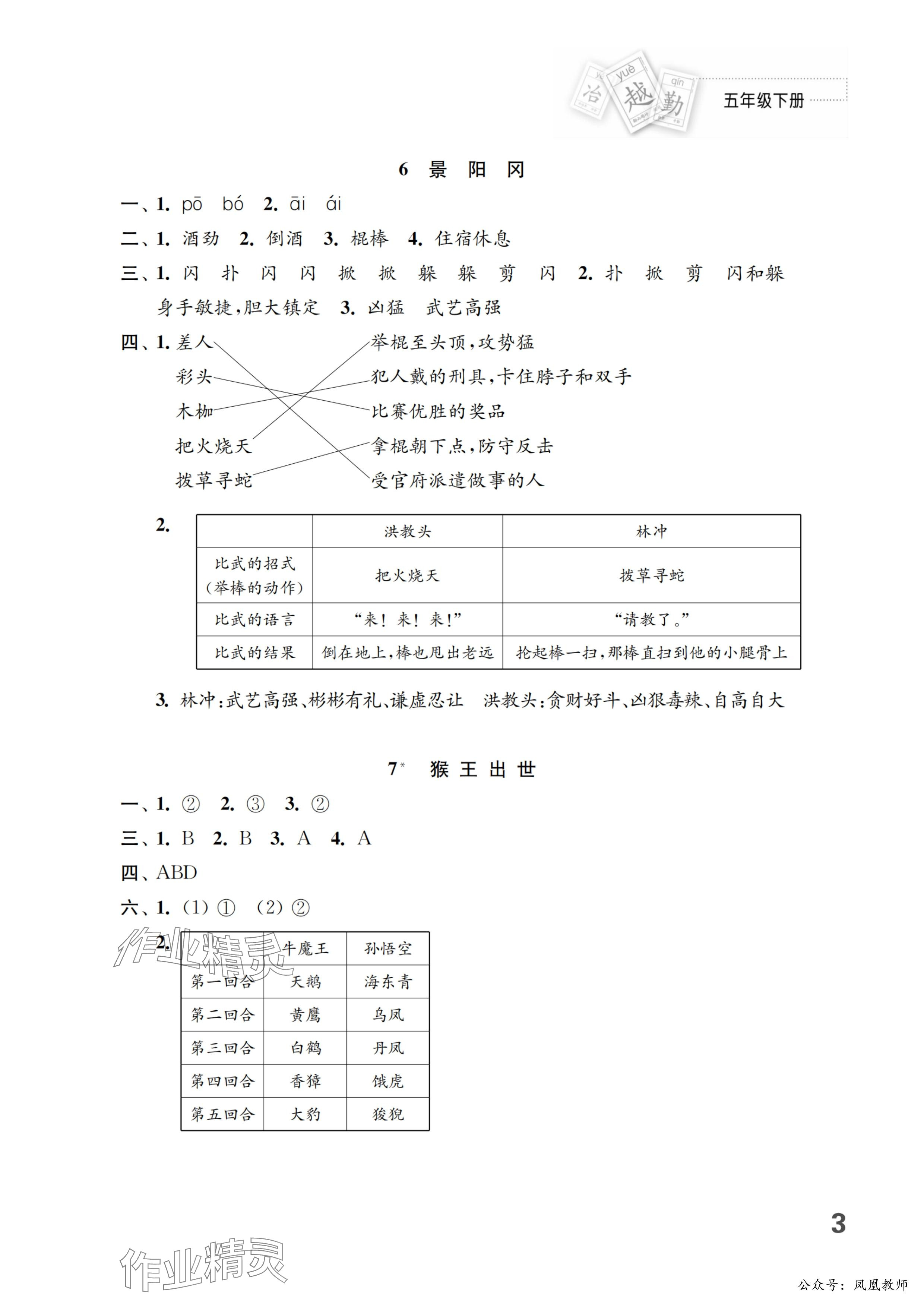 2025年練習與測試五年級語文下冊人教版 參考答案第3頁