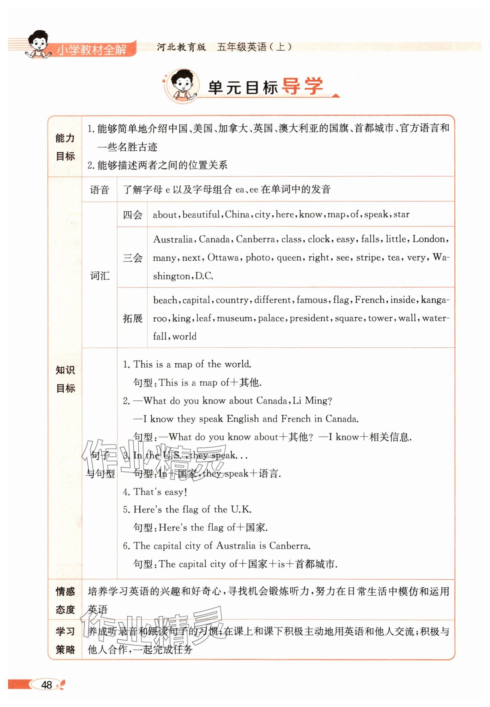 2025年教材課本五年級英語上冊冀教版 參考答案第48頁