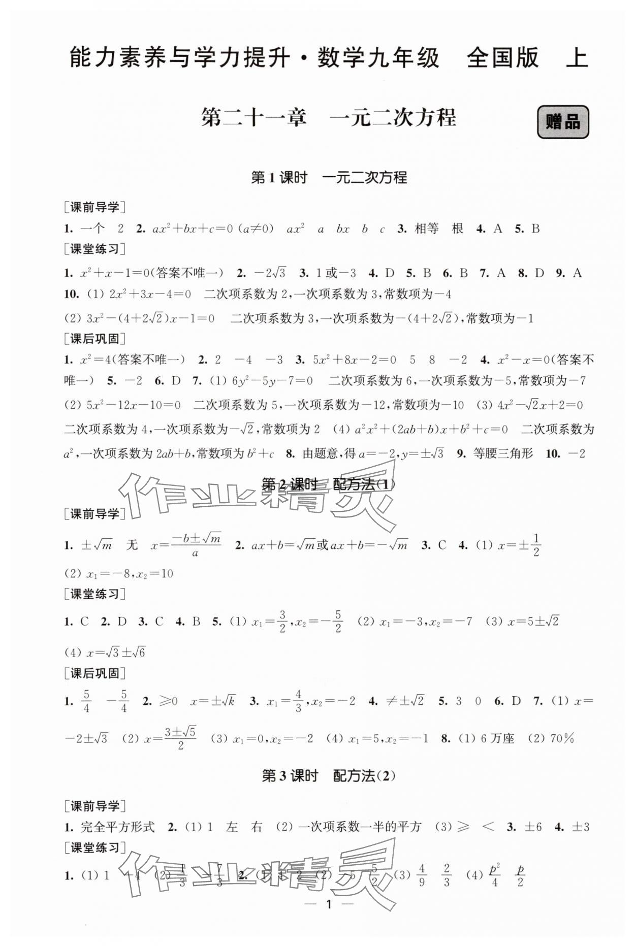 2025年能力素养与学力提升九年级数学上册人教版 第1页