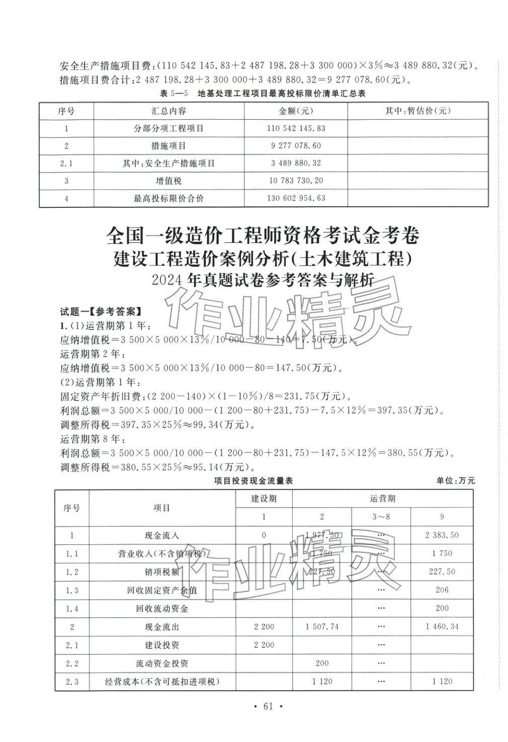 2025年全國一級造價工程師資格考試金考卷建設工程造價案例分析土木建筑工程&nbsp;第5頁