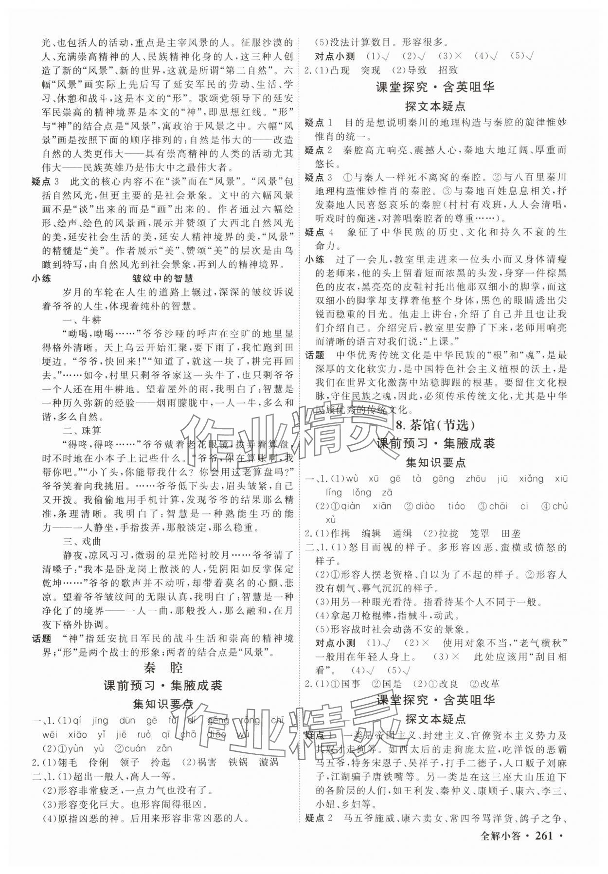 2025年贏在微點輕松課堂微講小本高中語文選擇性必修下冊 參考答案第7頁