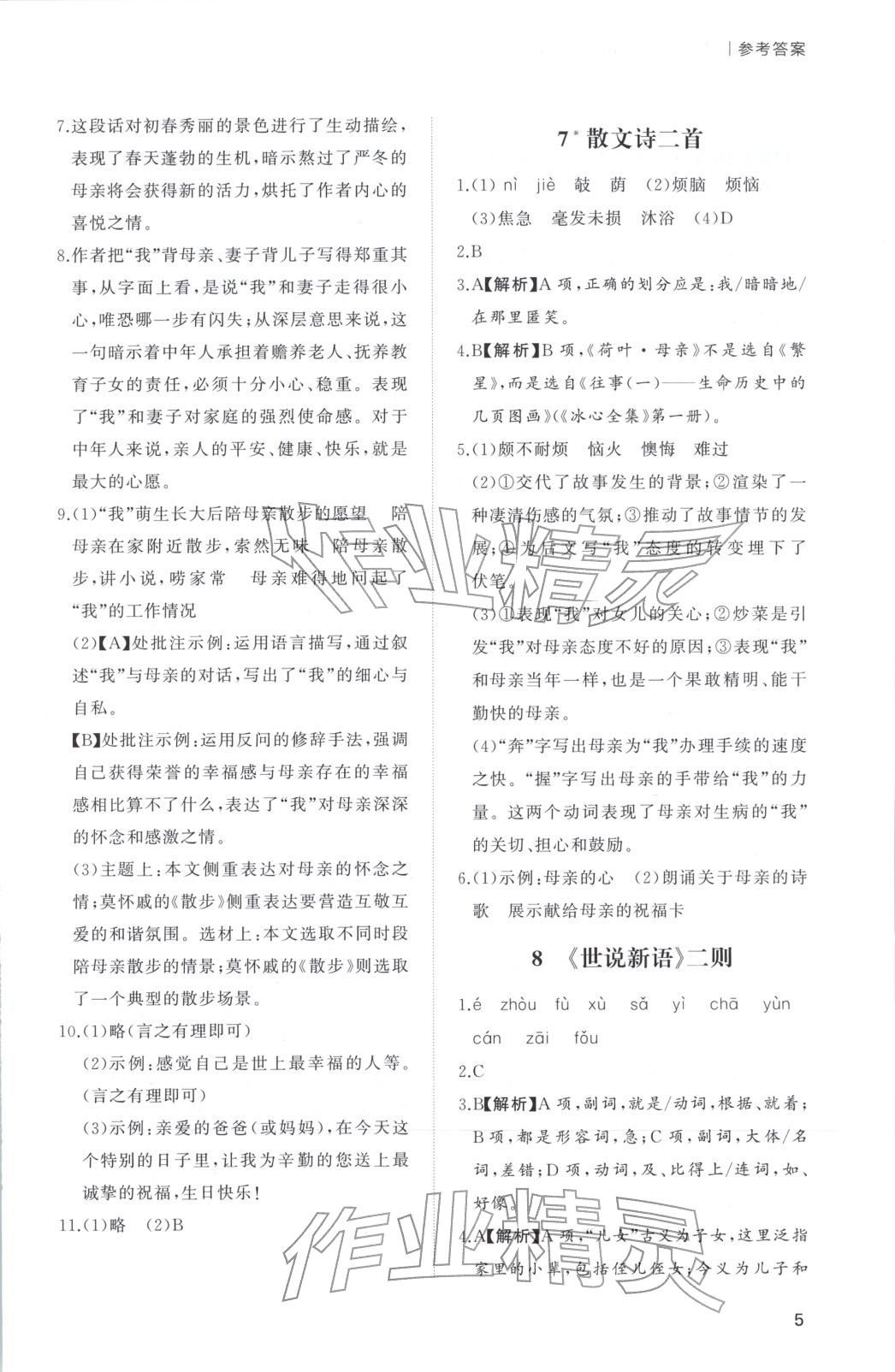 2025年新课程学习与检测七年级语文上册人教版 第5页