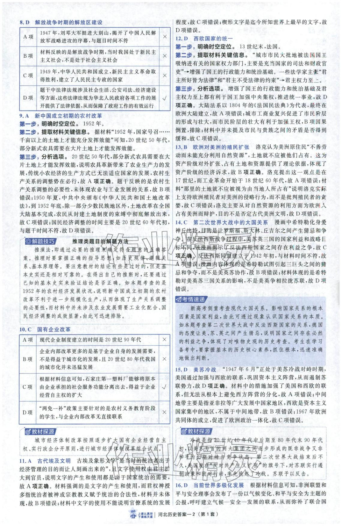 2026年金考卷优秀模拟试卷汇编45套高中历史河北专版 第2页