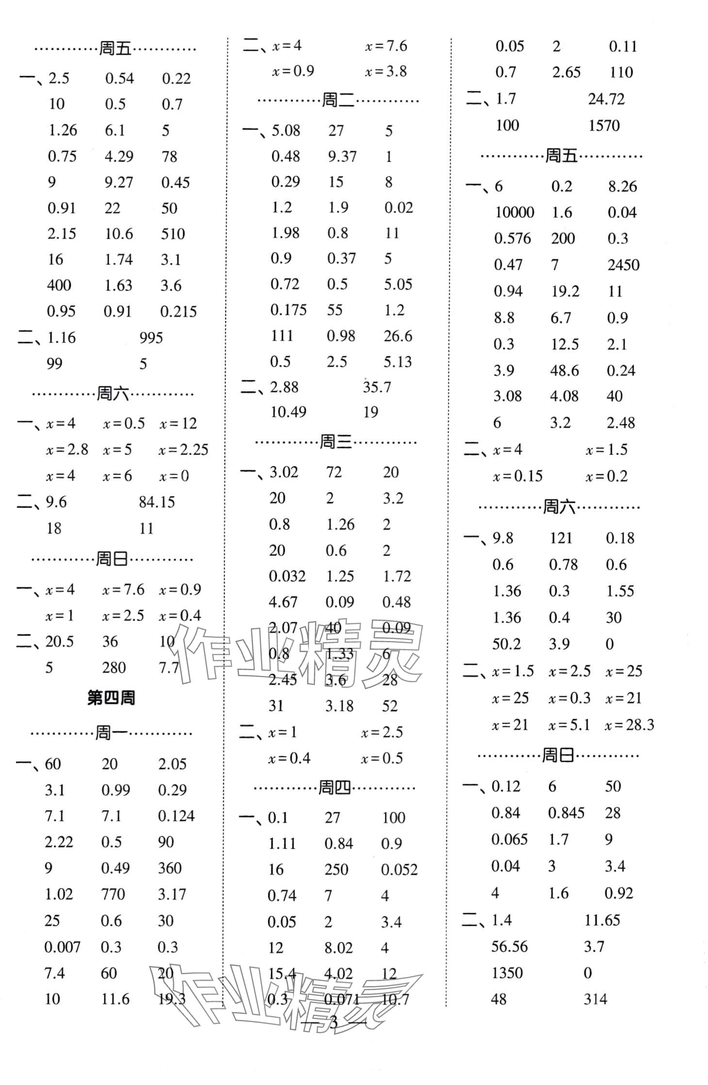 2024年經(jīng)綸學(xué)典計(jì)算小能手五年級(jí)數(shù)學(xué)下冊(cè)人教版 第3頁(yè)