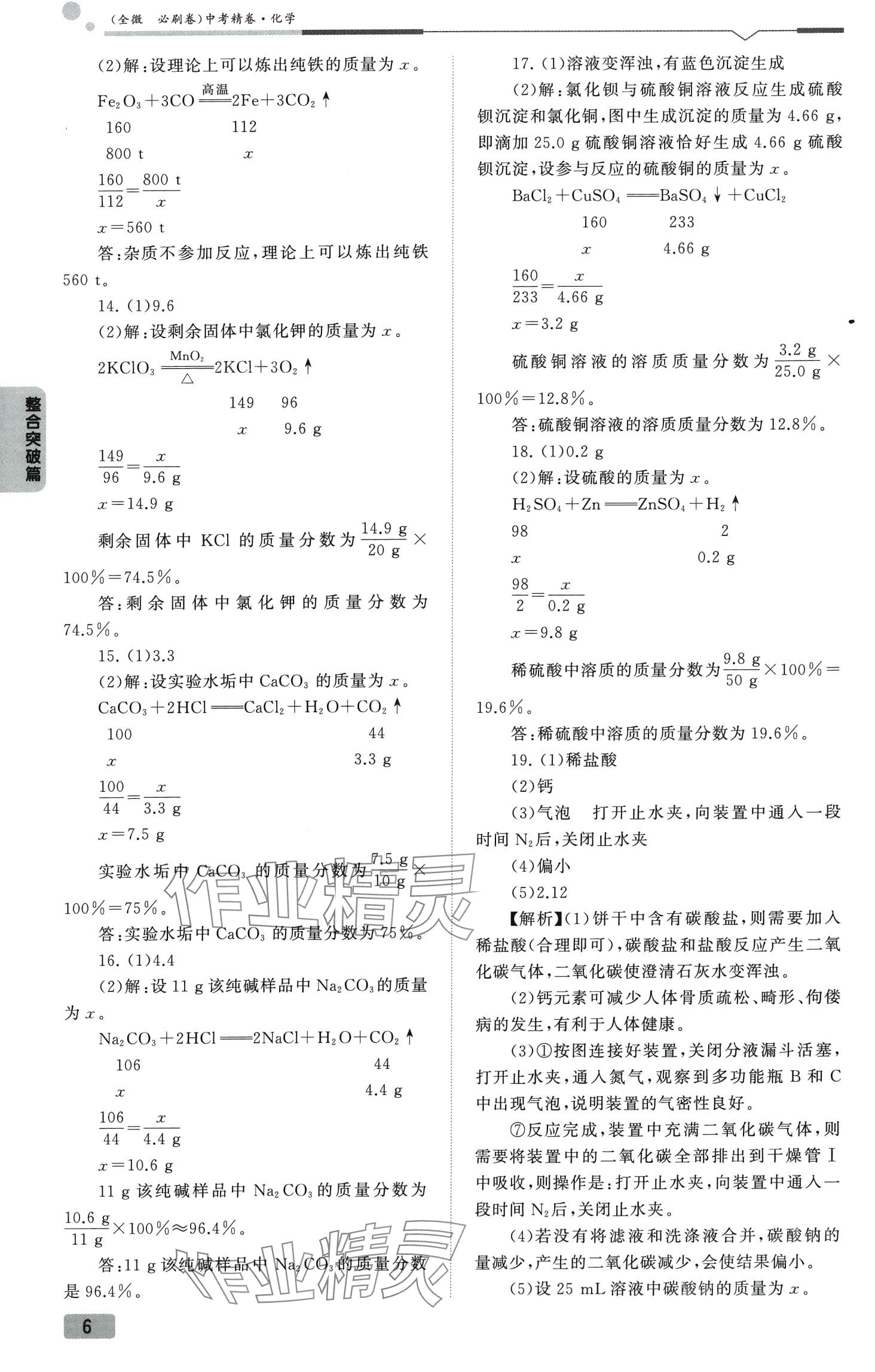 2024年全微必刷卷化学中考&nbsp;第6页