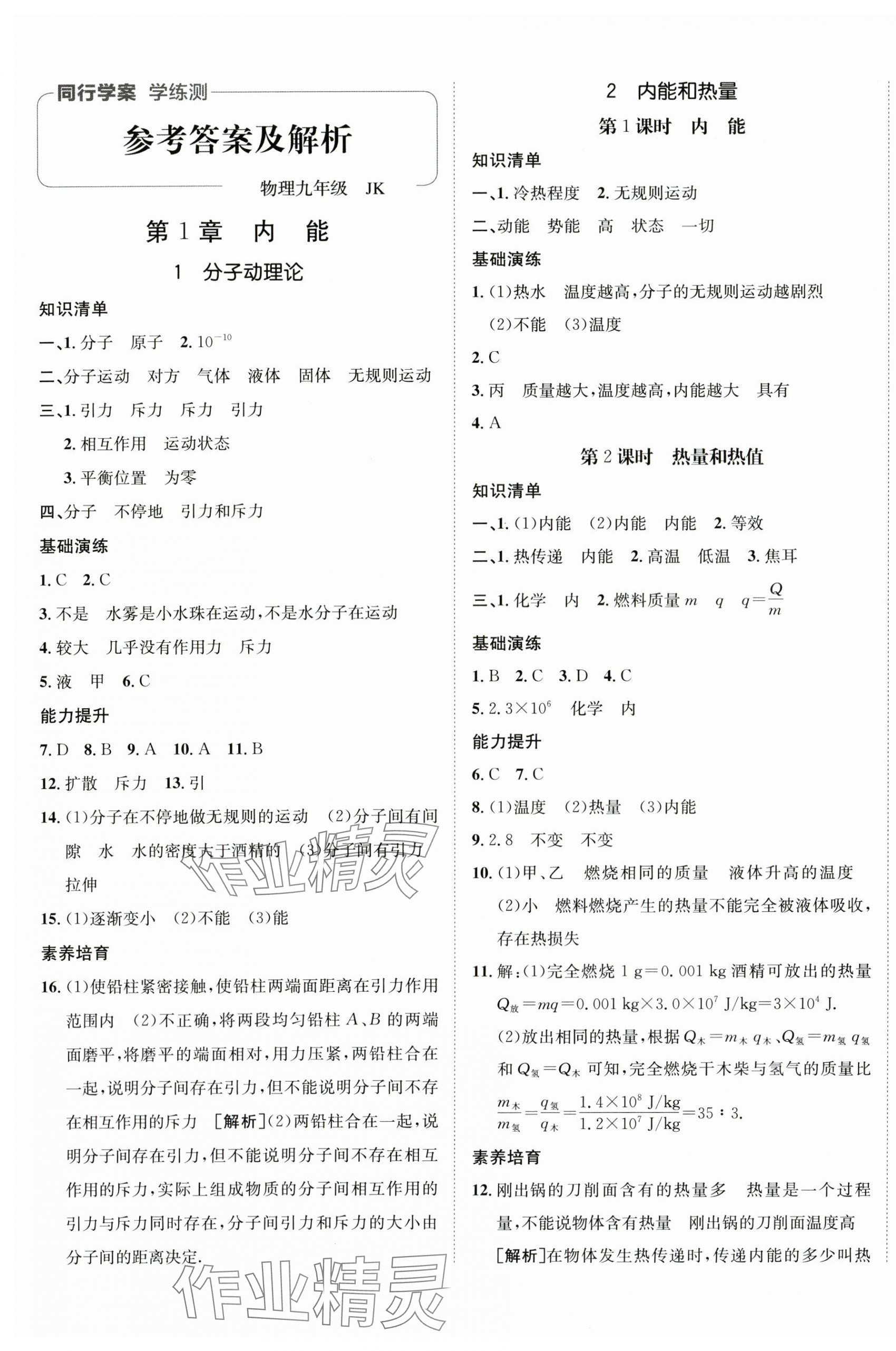 2025年同行学案九年级物理全一册教科版 第1页