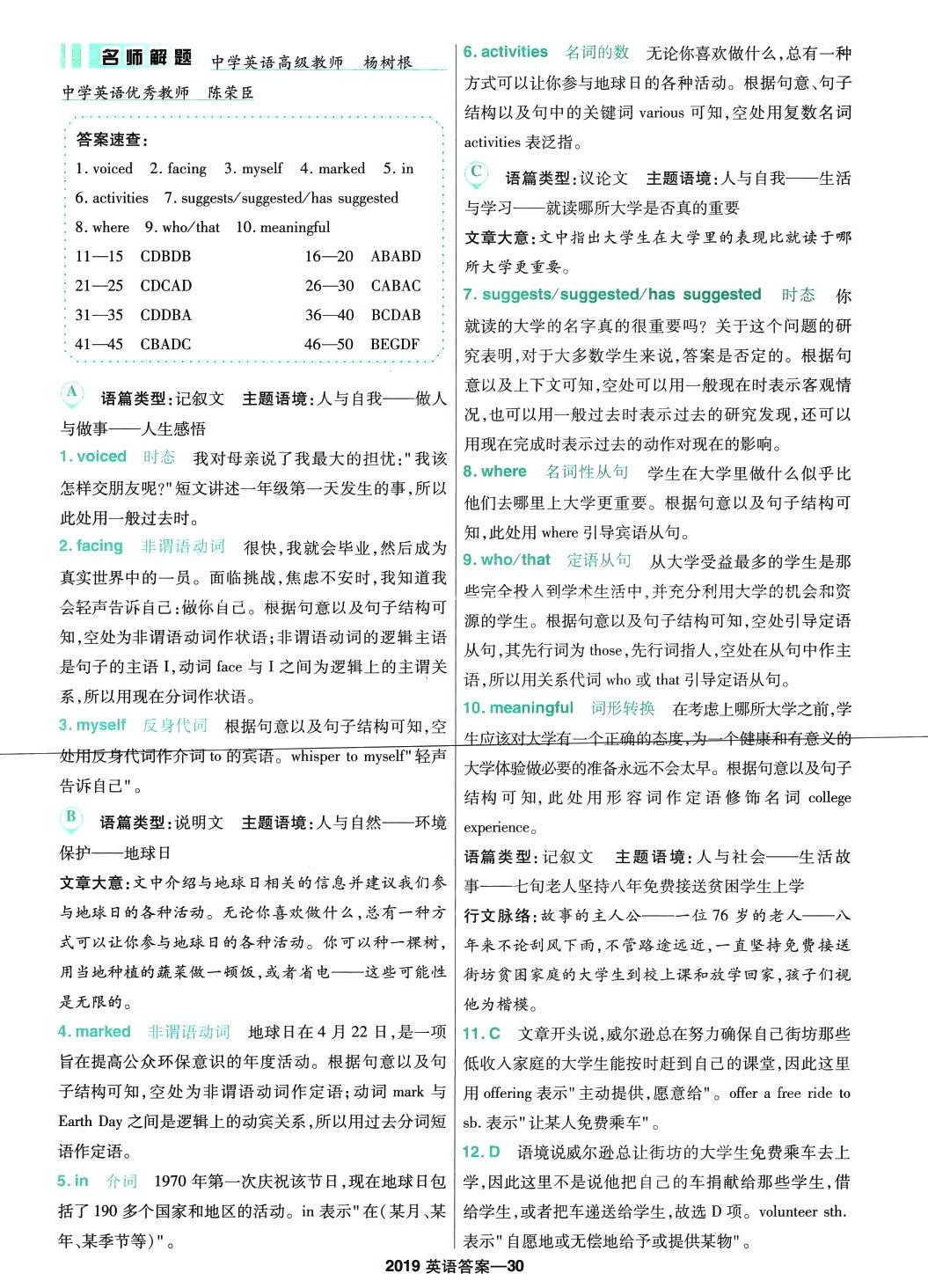 2024年金考卷5年高考試題匯編5真高中英語 第50頁