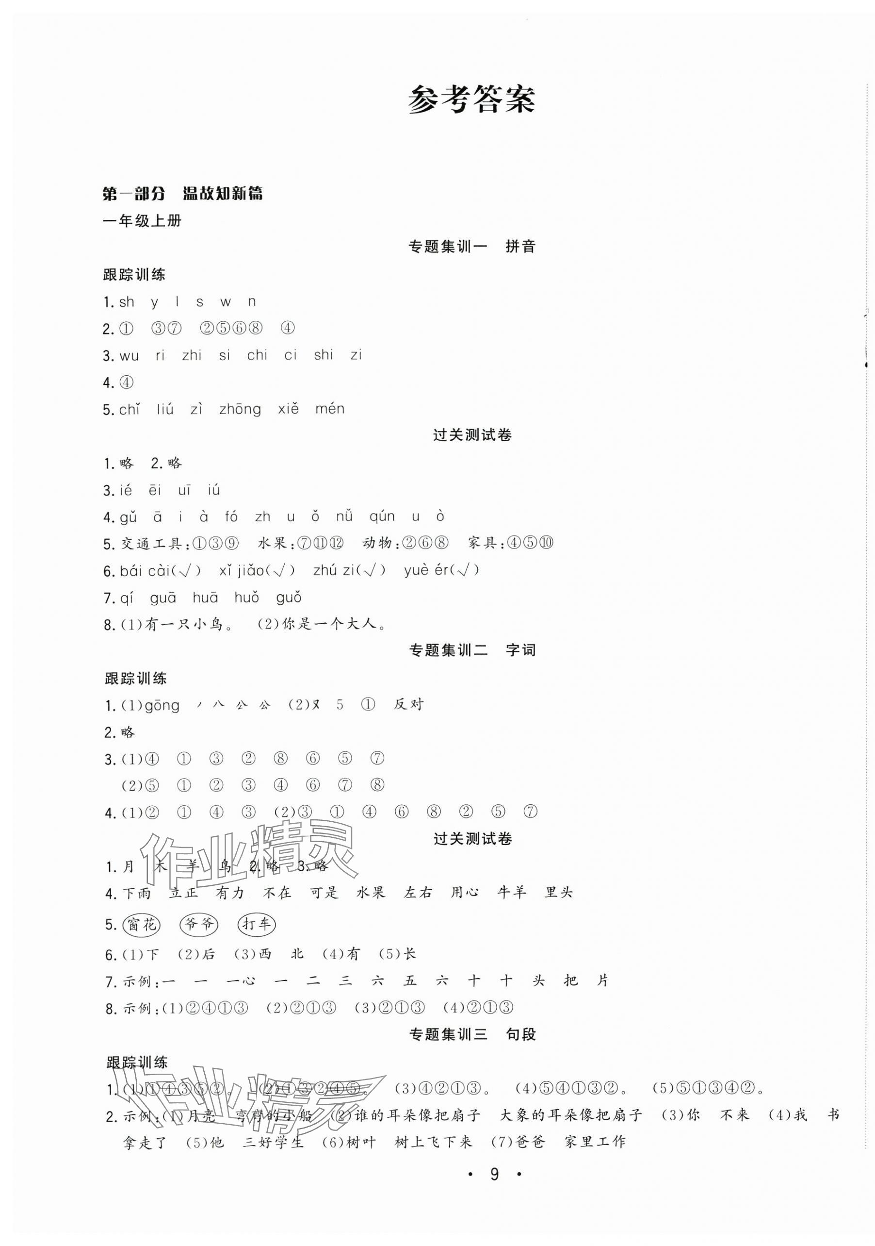 2025年暑假集訓(xùn)一年級語文人教版合肥工業(yè)大學(xué)出版社 第1頁