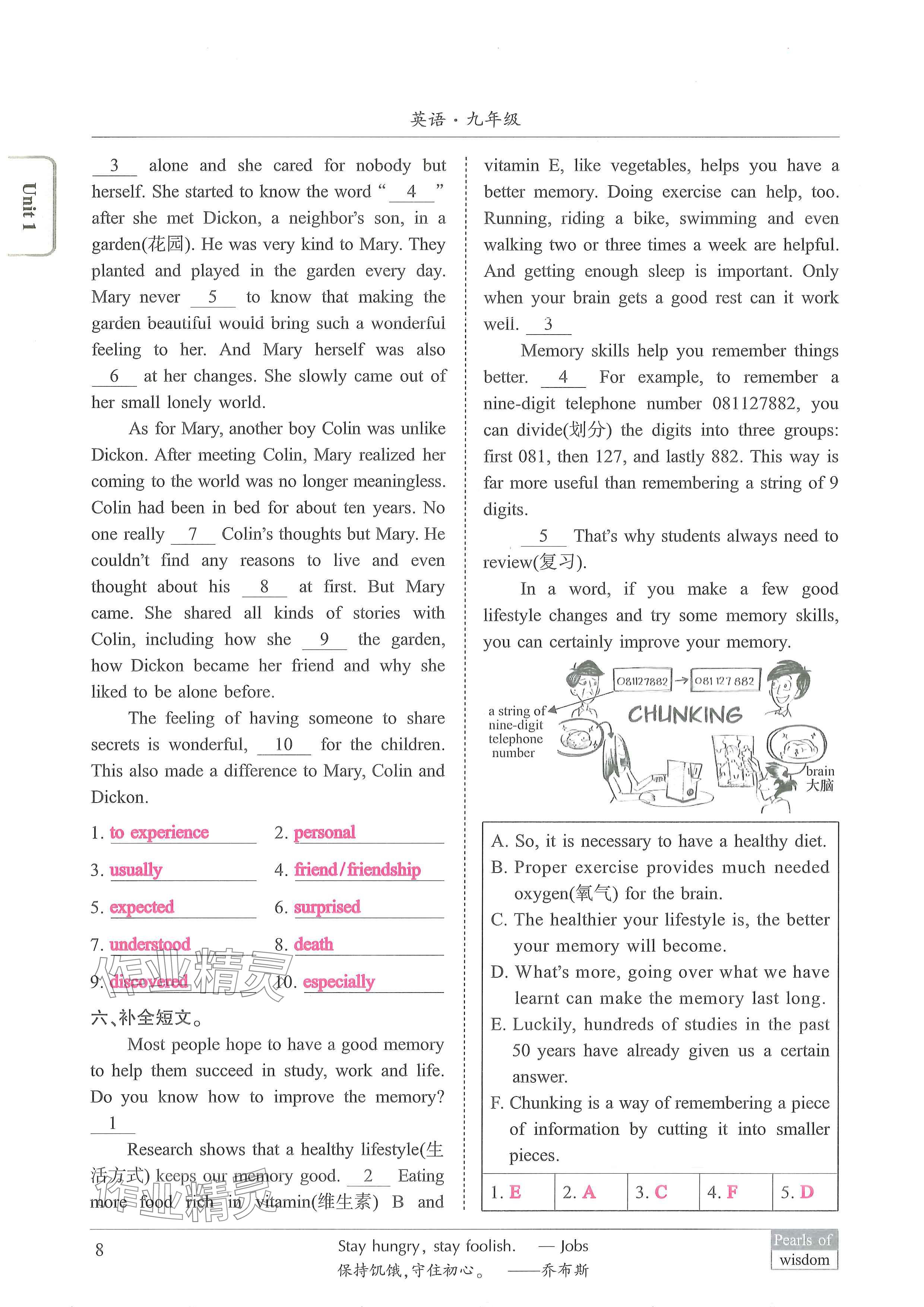 2024年新视界初中英语九年级英语上册人教版 参考答案第8页