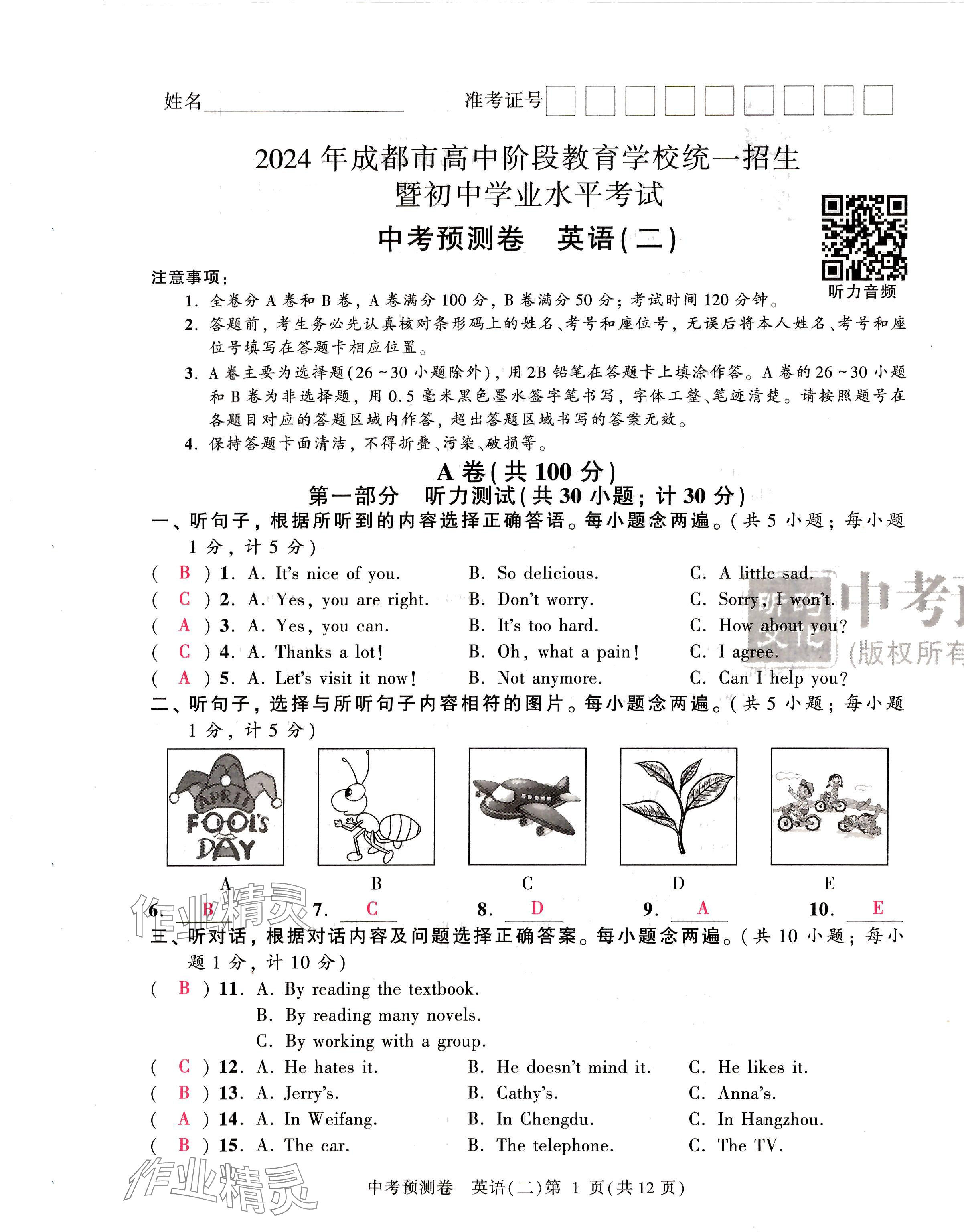 2024年中考預測卷英語 第13頁