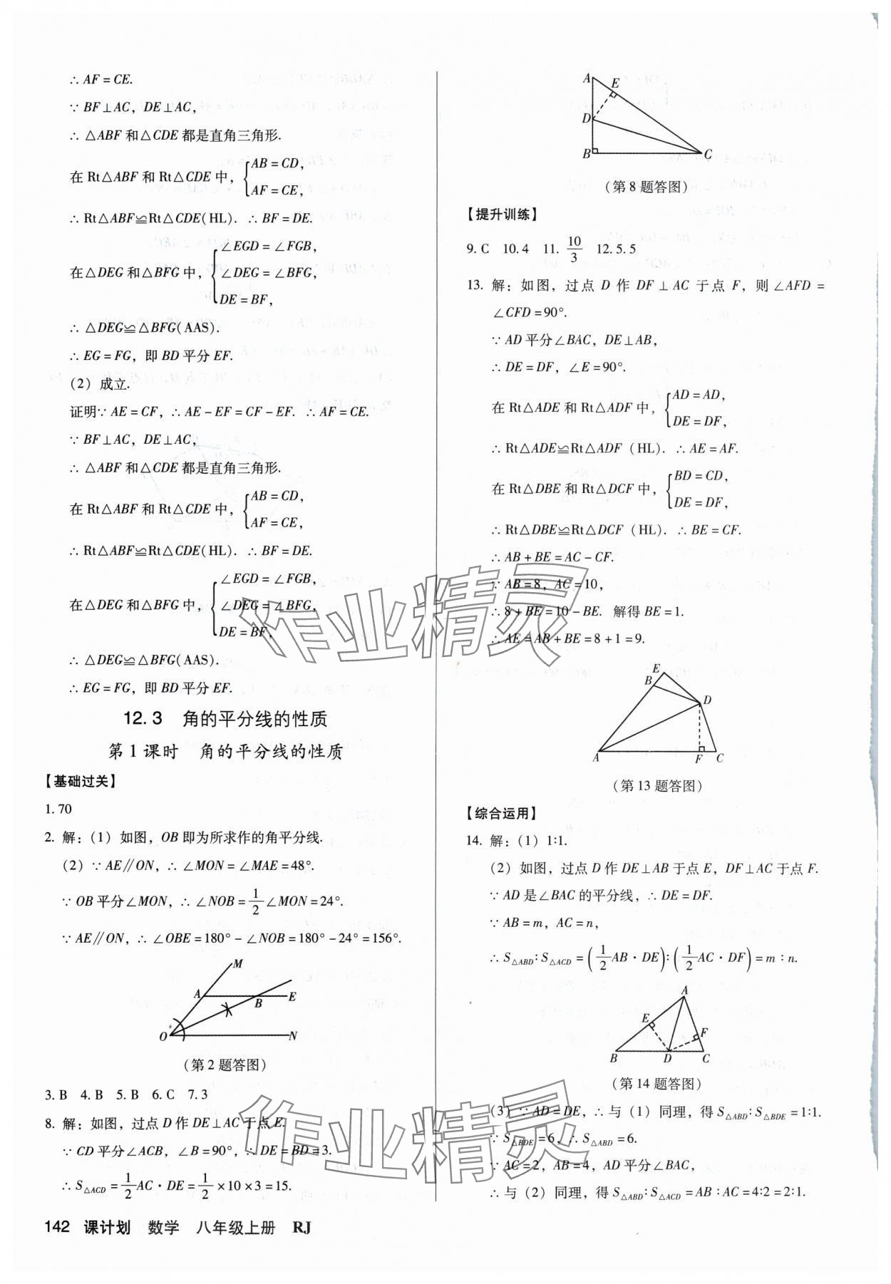 2024年全优点练课计划八年级数学上册人教版 参考答案第12页