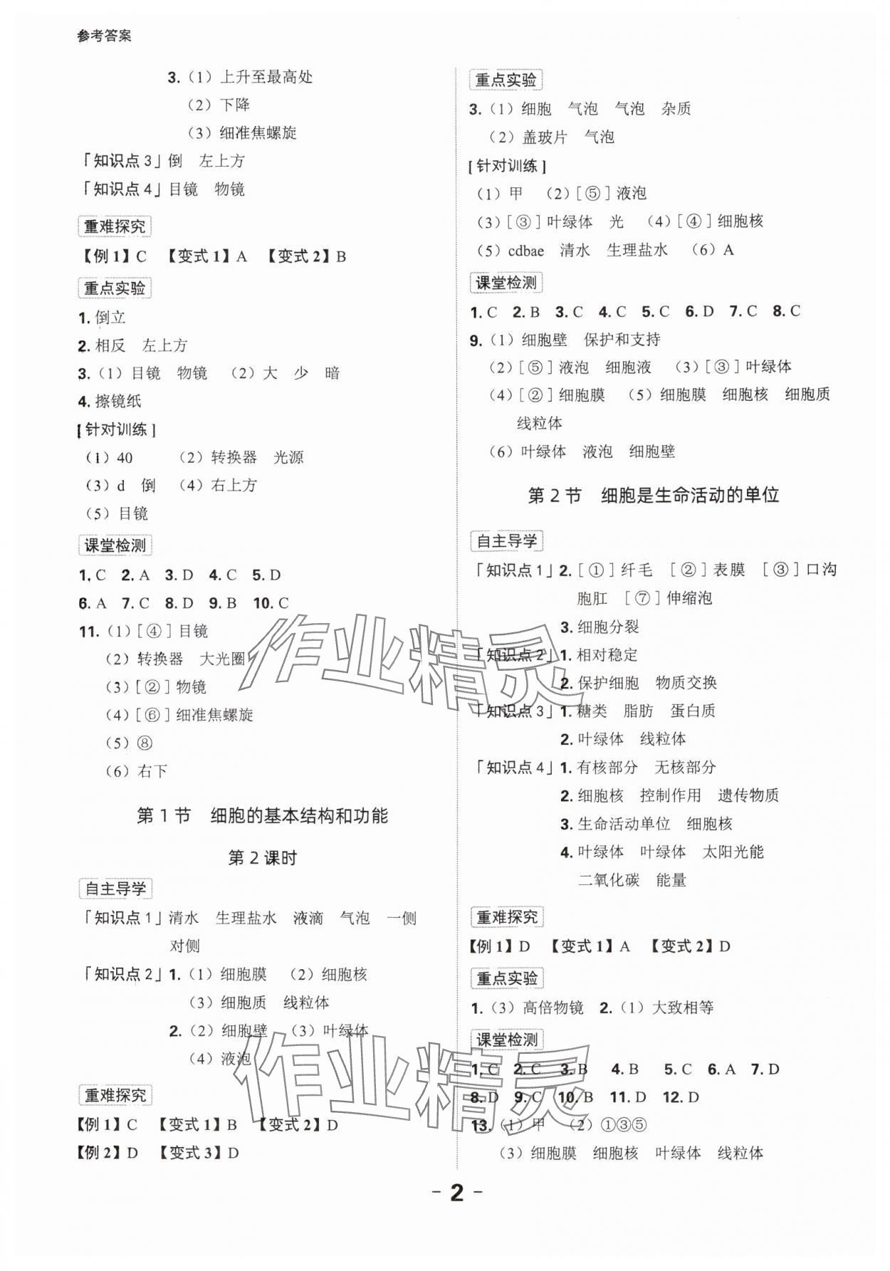 2024年全程突破七年級(jí)生物上冊(cè)北師大版 第2頁