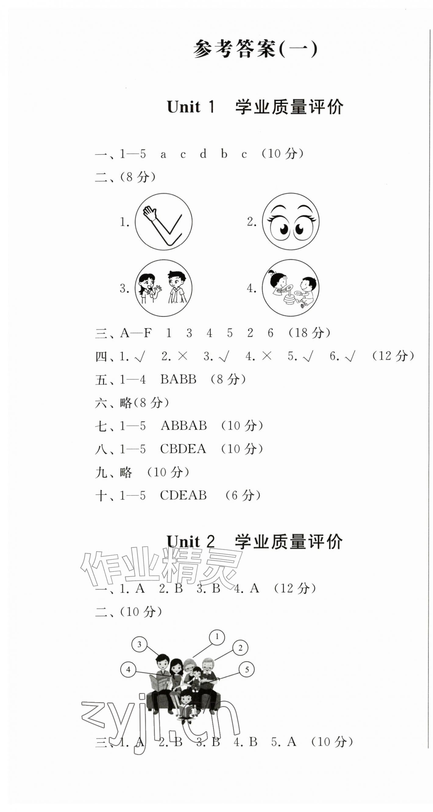 2026年精练课堂分层作业三年级英语上册人教版&nbsp;参考答案第1页