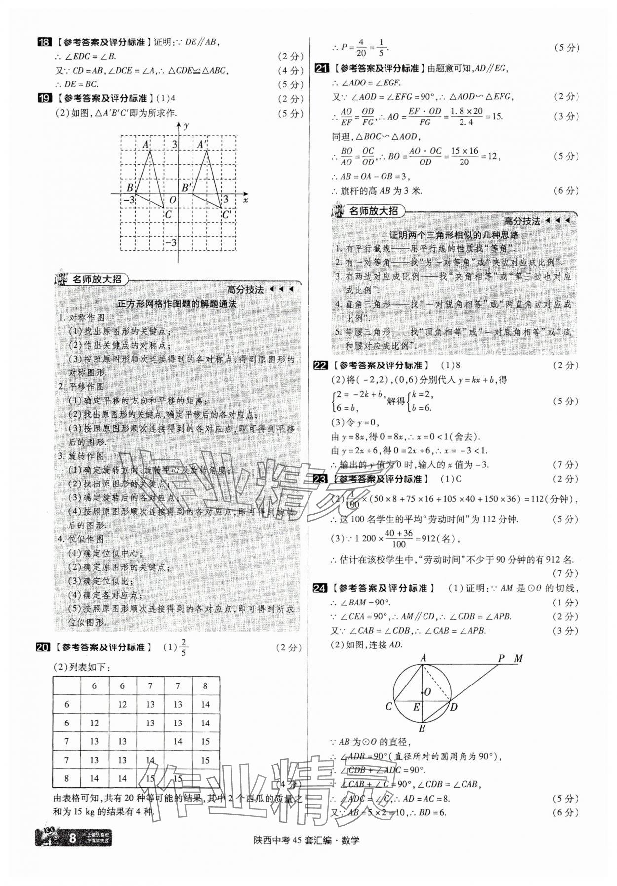 2025年金考卷45套匯編數(shù)學陜西專版 參考答案第8頁